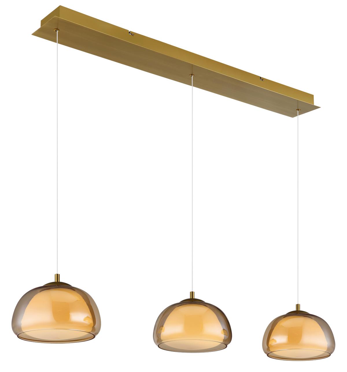 Led Viseća Svjetiljka Avila - bijela/zlatne boje, Design, staklo/metal (117/25/150cm) - Globo