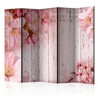 Paravan Pink Blossoms I, 5-Delni, Dvostranski - pink/svetlo roza, Basics, tekstil/les (225/172/3cm) - artgeist