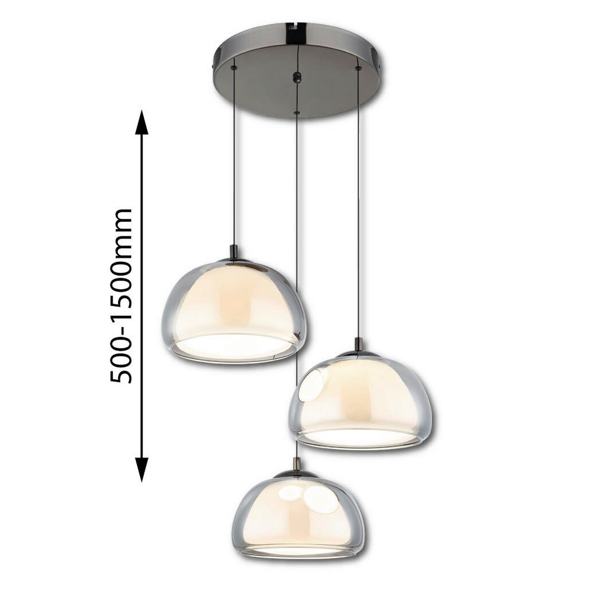Led Viseća Svjetiljka Avila - bijela/siva, Design, staklo/metal (50/150cm) - Globo