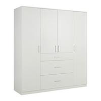 Drehtürenschrank Lasse 4T in Weiß ca. 180x197x55cm - Weiß, KONVENTIONELL, Holz (180/197/55cm) - Mömax