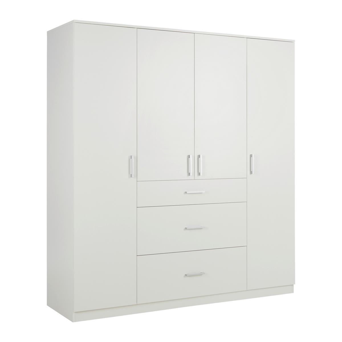 Drehtürenschrank Lasse 4T in Weiß ca. 180x197x55cm - Weiß, KONVENTIONELL, Holz (180/197/55cm) - Mömax