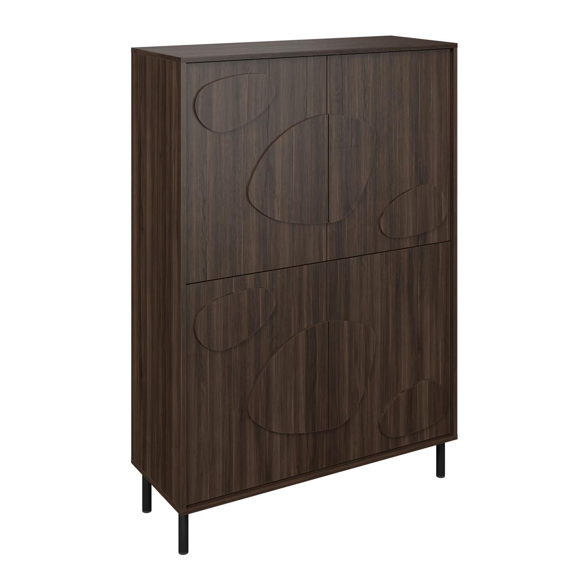 Highboatd Peonia Dunkelbraun - Dunkelbraun/Schwarz, MODERN, Holzwerkstoff/Metall (105/151/40cm) - Mömax