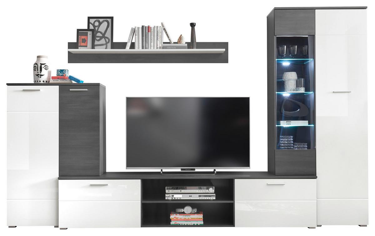 Dnevni Regal Melody, Bela, Antracit - srebrne barve/bela, Konvencionalno, umetna masa/steklo (312/190cm) - MID.YOU