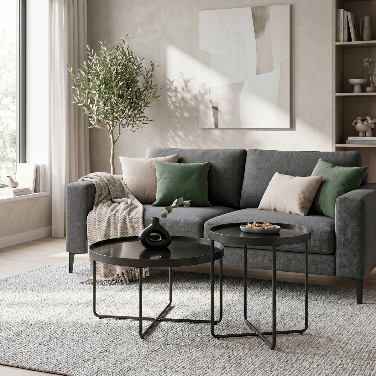 Couchtisch Emmy Schwarz - Schwarz, MODERN, Glas/Metall (70/55/40/55cm) - Mömax