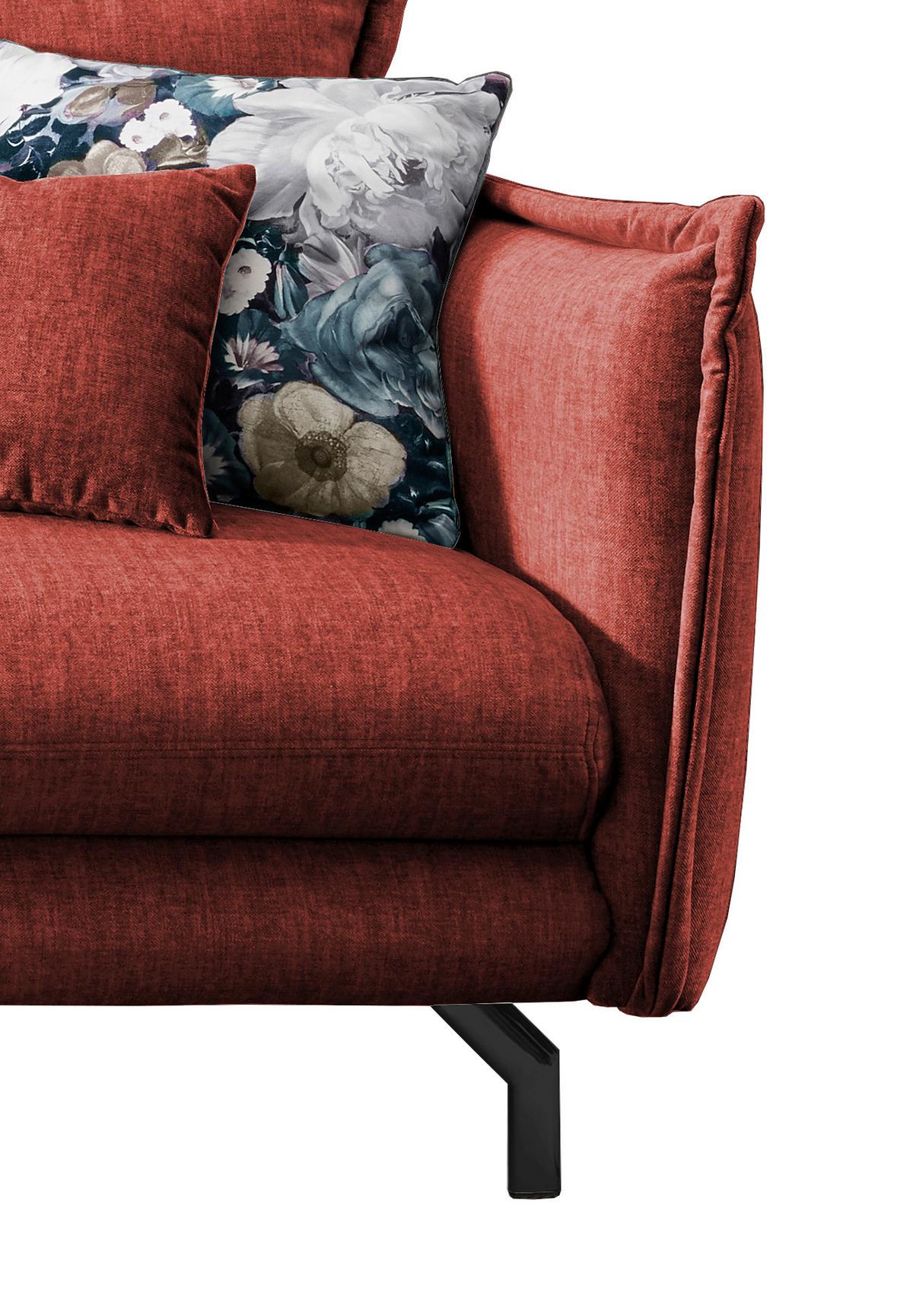 Wohnlandschaft Lava Koralle Velours - Türkis/Koralle, MODERN, Textil/Metall (180/255cm) - Livetastic