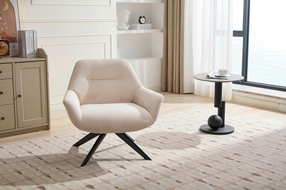 FOTEL ANSGAR - kremowy/czarny, Modern, metal/tkanina (78/78/75cm) - MID.YOU