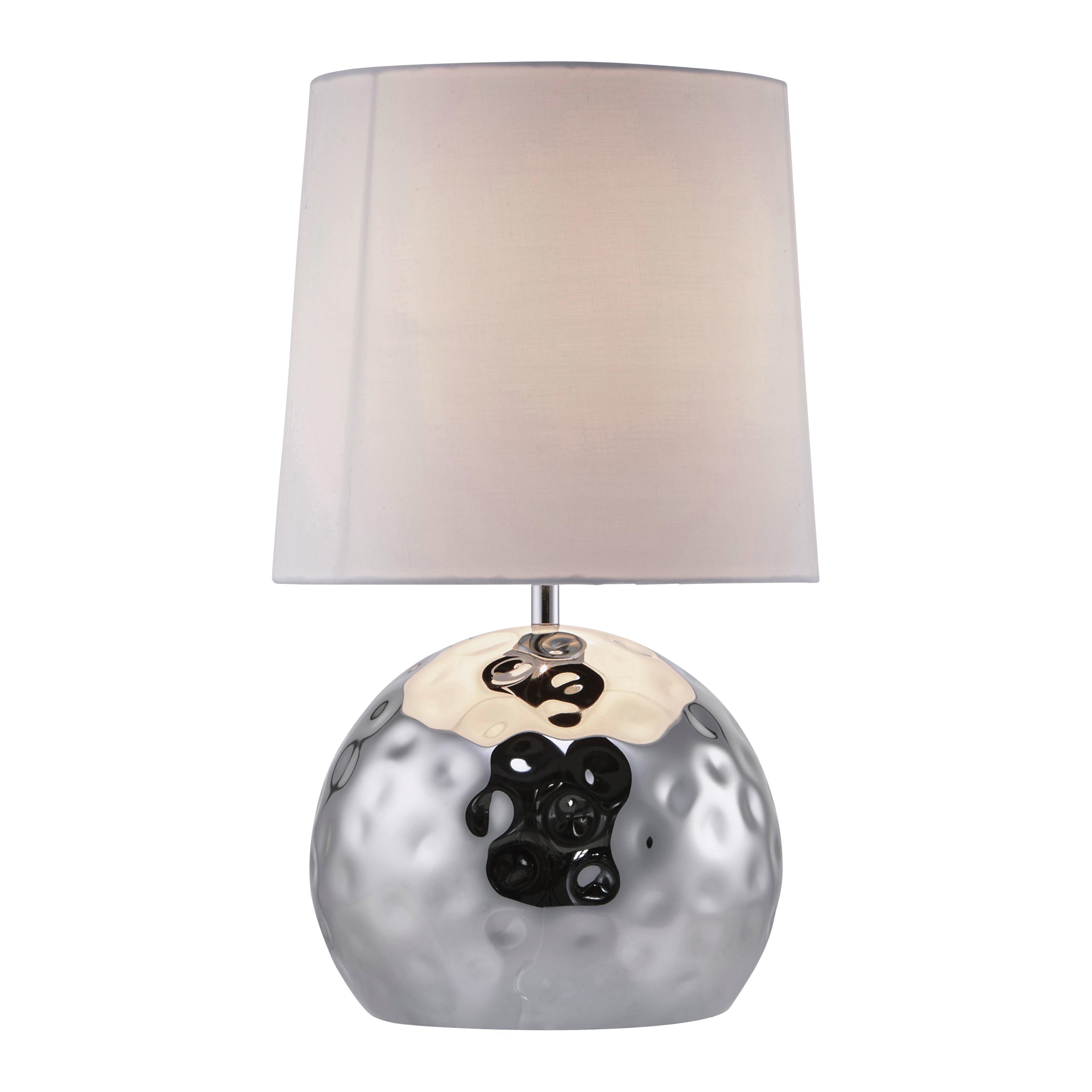 TISCHLEUCHTE max. 40 Watt 'Cecilia' - Chromfarben/Silberfarben, MODERN, Textil/Metall (23/39cm) - Bessagi Home