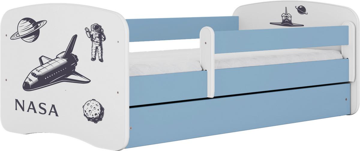 Otroška Postelja Babydreams, Bela, Modra, 80x160cm - modra/bela, Moderno, tekstil/leseni material (80/160cm) - MID.YOU