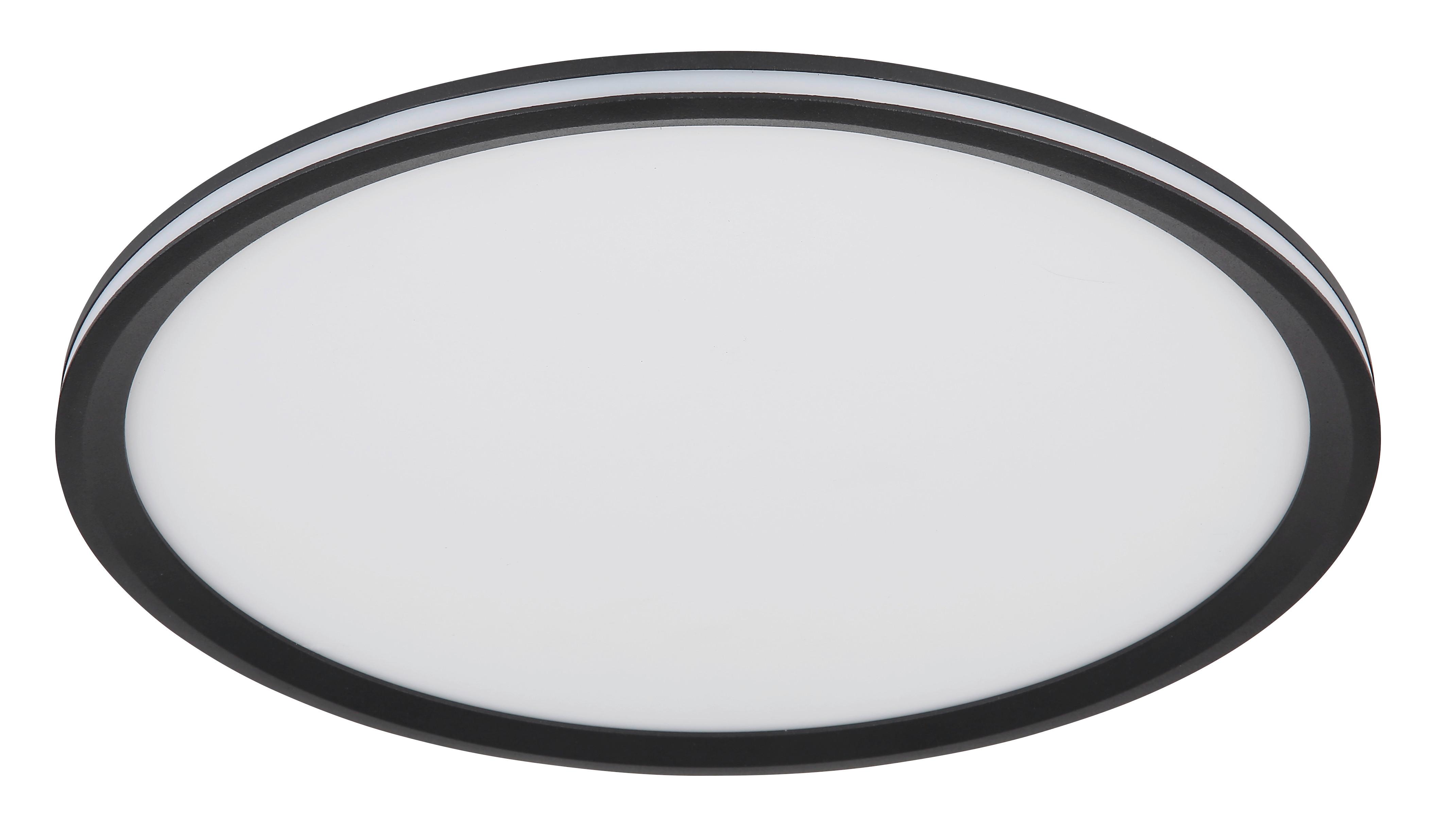 LED-Deckenleuchte Belissa Opal/Schwarz max. 39 Watt - Opal/Schwarz, Design, Kunststoff/Metall (40/5cm) - Globo