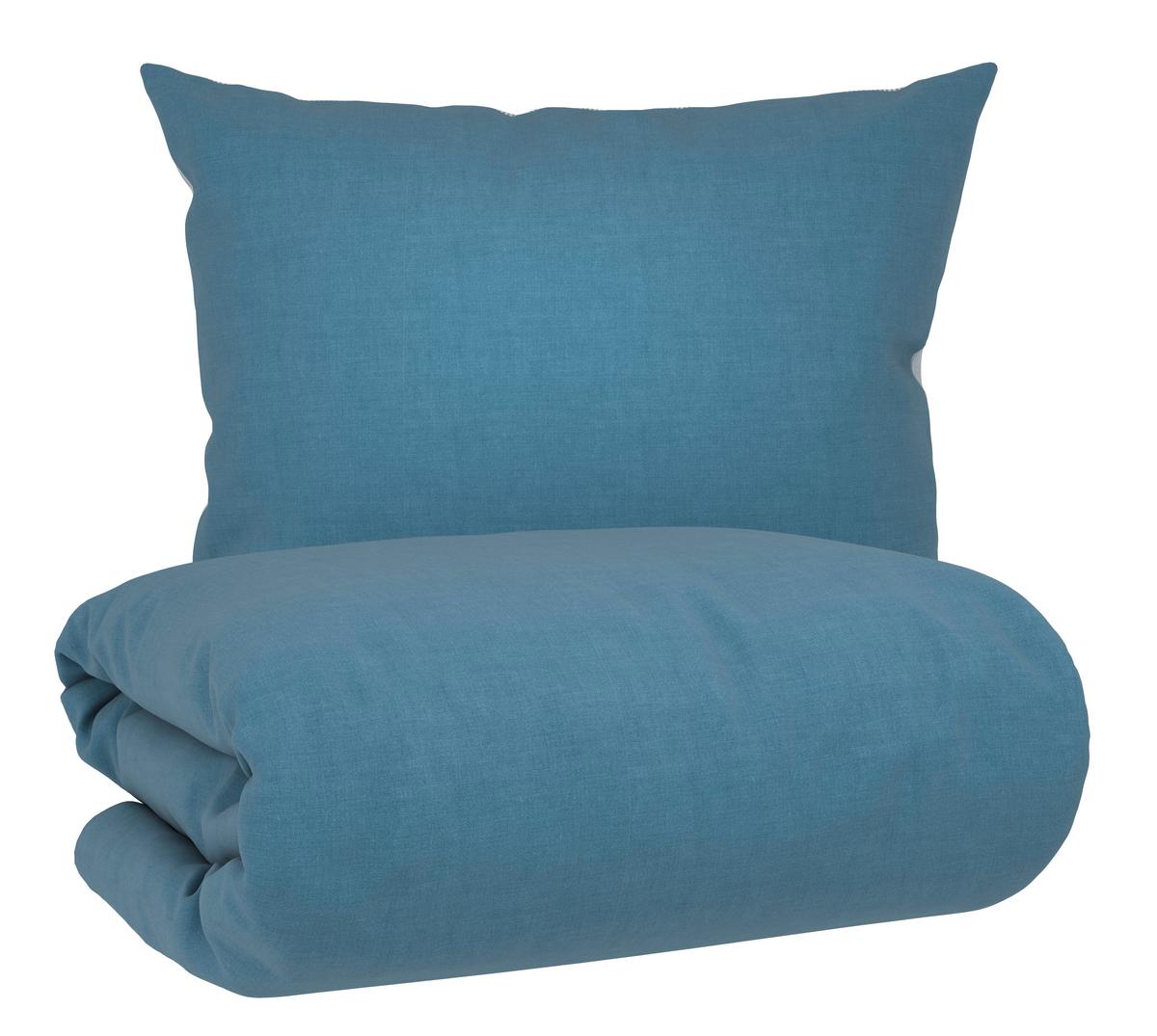 Posteljina Chambray Stripes 140x200/60x80cm - bijela/plava, Moderno, tekstil (140/200cm) - Mömax