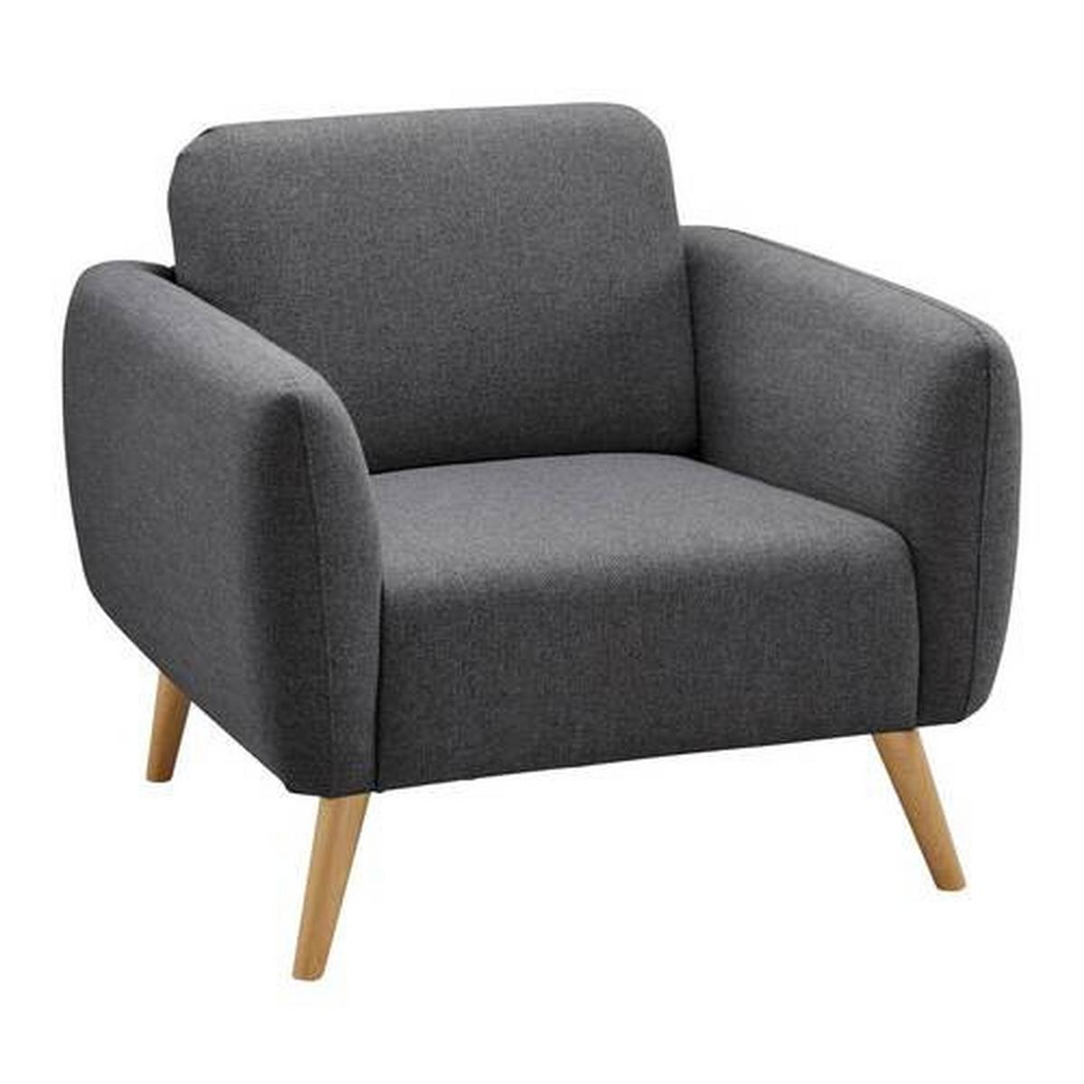 Relaxsessel Pia Dunkelgrau Webstoff - Dunkelgrau/Naturfarben, MODERN, Holz/Textil (86/76/75cm) - Bessagi Home