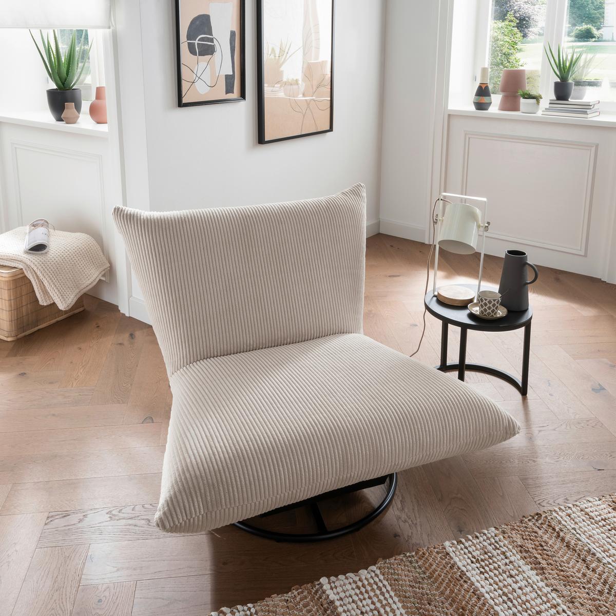 Relaxsessel Cremona Beige - Beige/Schwarz, Design, Textil/Metall (100/78/96cm) - Livetastic