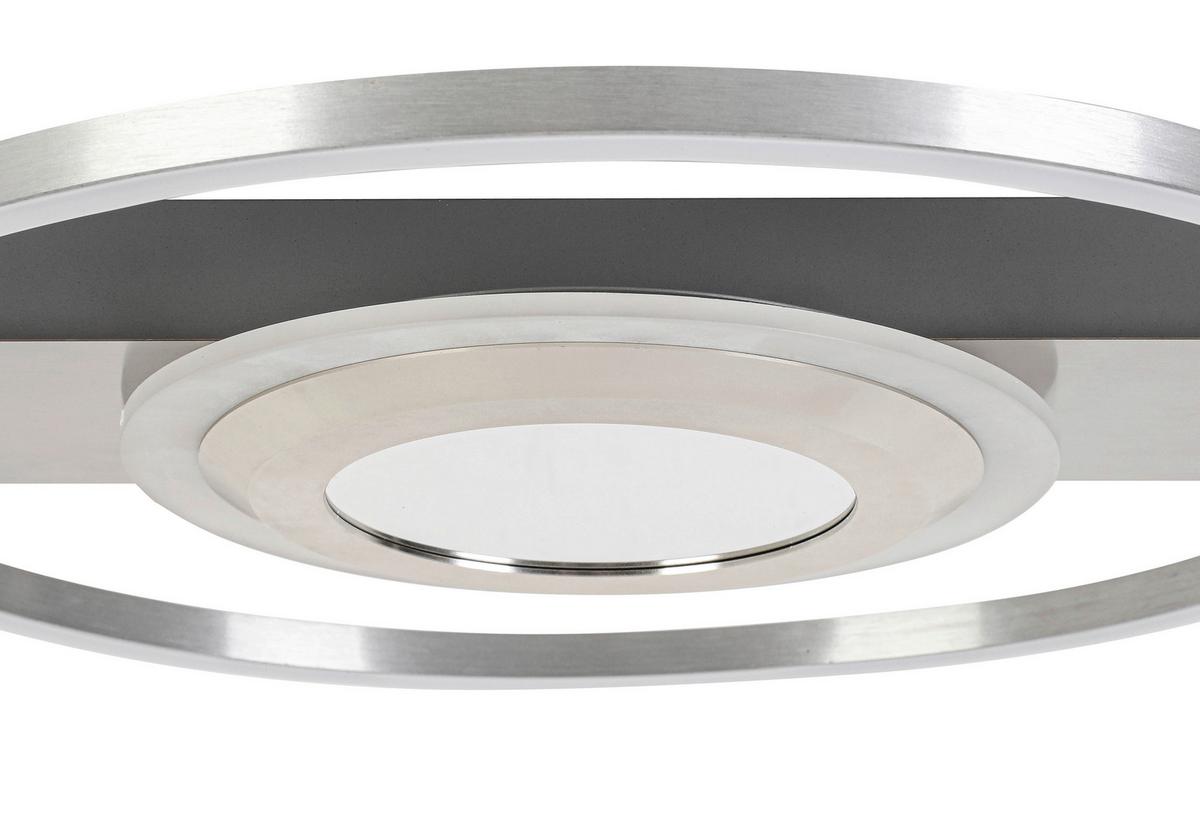 LAMPA SUFITOWA LED SANDRA - szary/kolor niklowy, Trend, tworzywo sztuczne/metal (42/40/6cm) - Novel