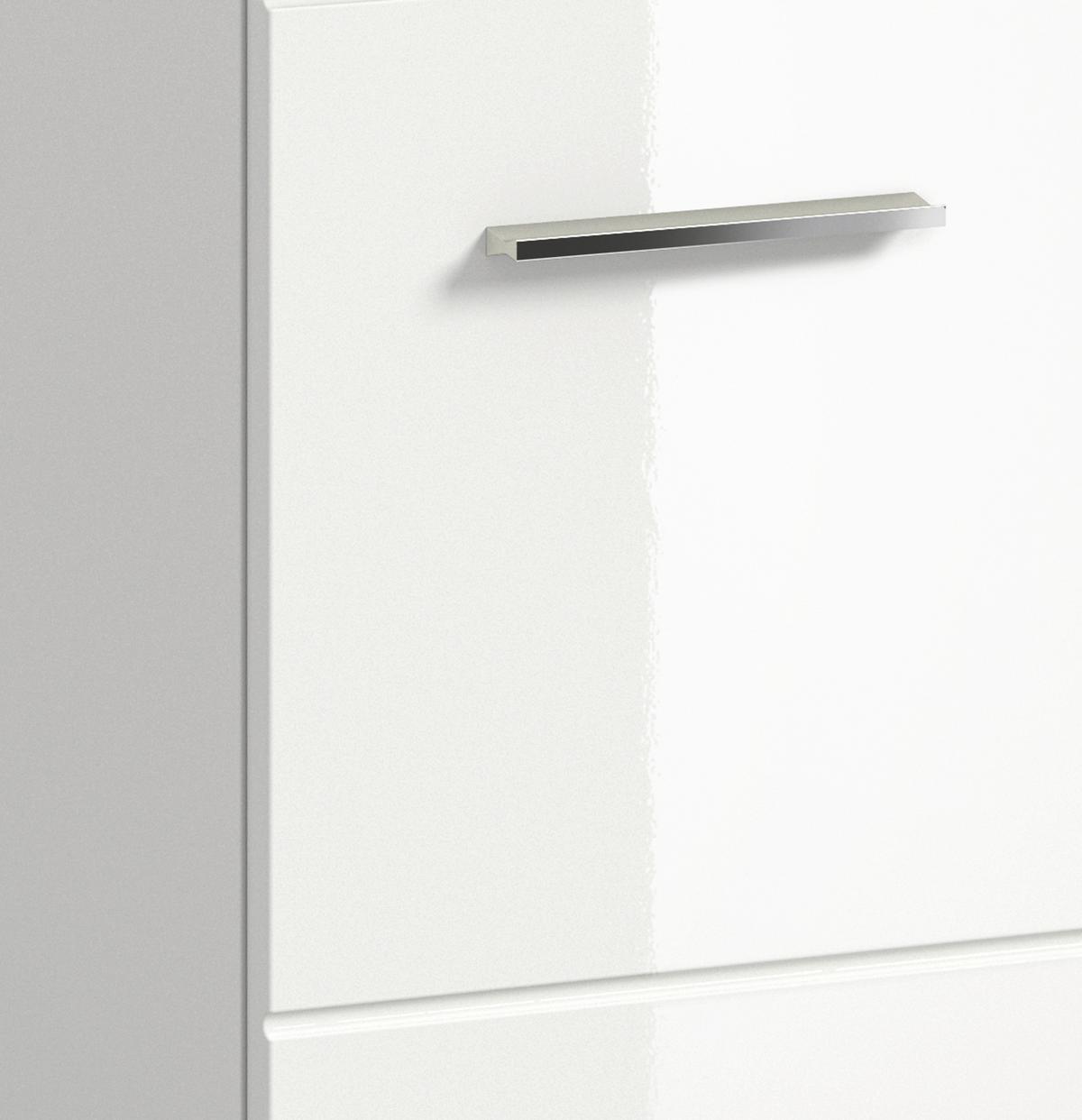 Badezimmer Ice 3-tlg. ca. 120 cm Weiß - Weiß Hochglanz/Silberfarben, MODERN, Keramik/Holzwerkstoff (120cm) - MID.YOU