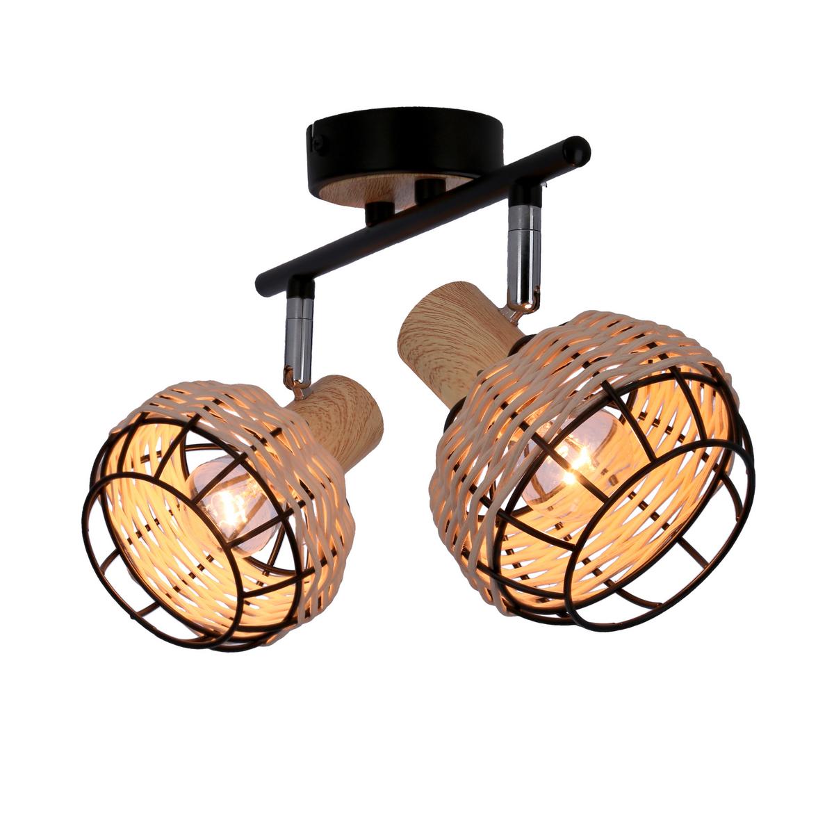 Reflektor Tajga - crna, Natur, drvo/metal (44/12/18cm)