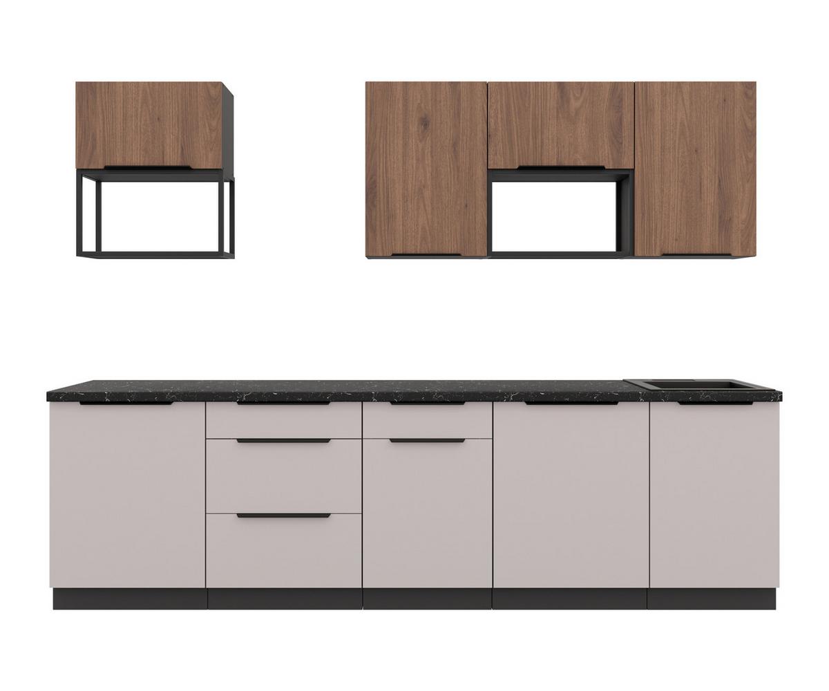 Blok Kuhinja Arona/monza - kašmir/boja orahovog drveta, Moderno, metal/pločasti materijal (280/210/60cm) - Modern Living