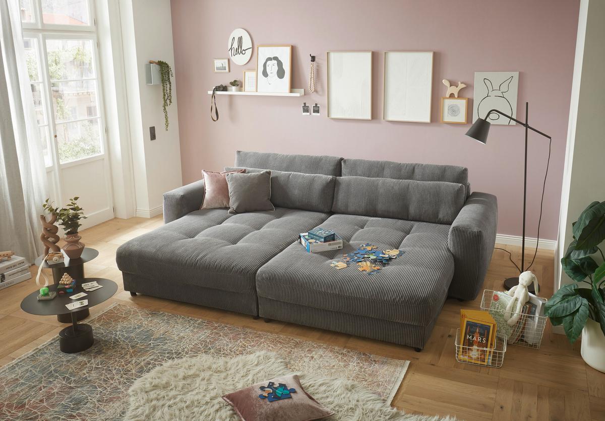 Bigsofa Barura Loveseat ca. 292x194 cm Anthrazit - Anthrazit/Schwarz, KONVENTIONELL, Holzwerkstoff/Kunststoff (292/90/194cm) - MID.YOU
