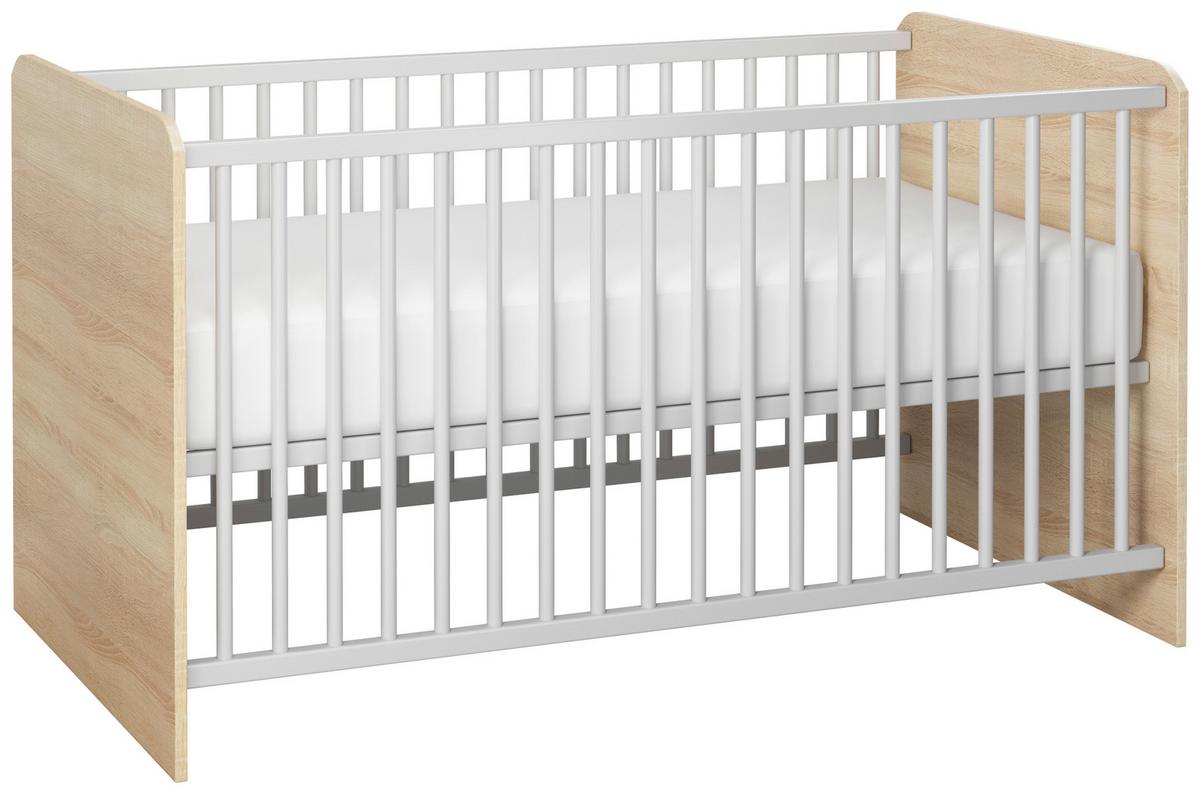 Gitterbett Wiki ca. 70x140 cm Weiß/Eiche - Weiß/Sonoma Eiche, KONVENTIONELL, Holzwerkstoff (144/82cm) - MID.YOU