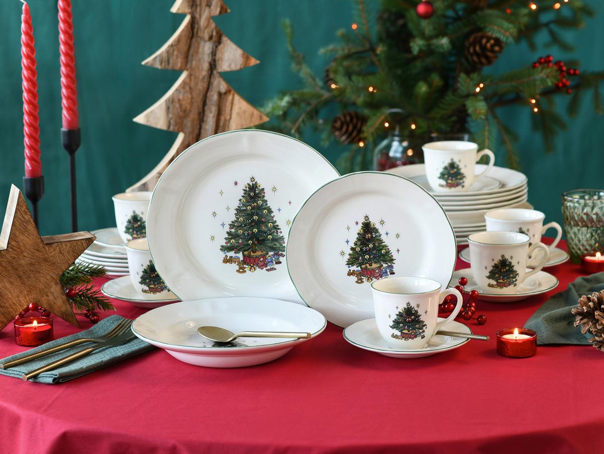 Kombiservice Tannenbaum Multicolor/Weiß, 30-teilig - Multicolor/Weiß, Basics, Keramik - Creatable