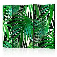 Paravan Tropical Leaves I, 5-Delni, Dvostranski - zelena/bela, Basics, tekstil/les (225/172/3cm) - artgeist