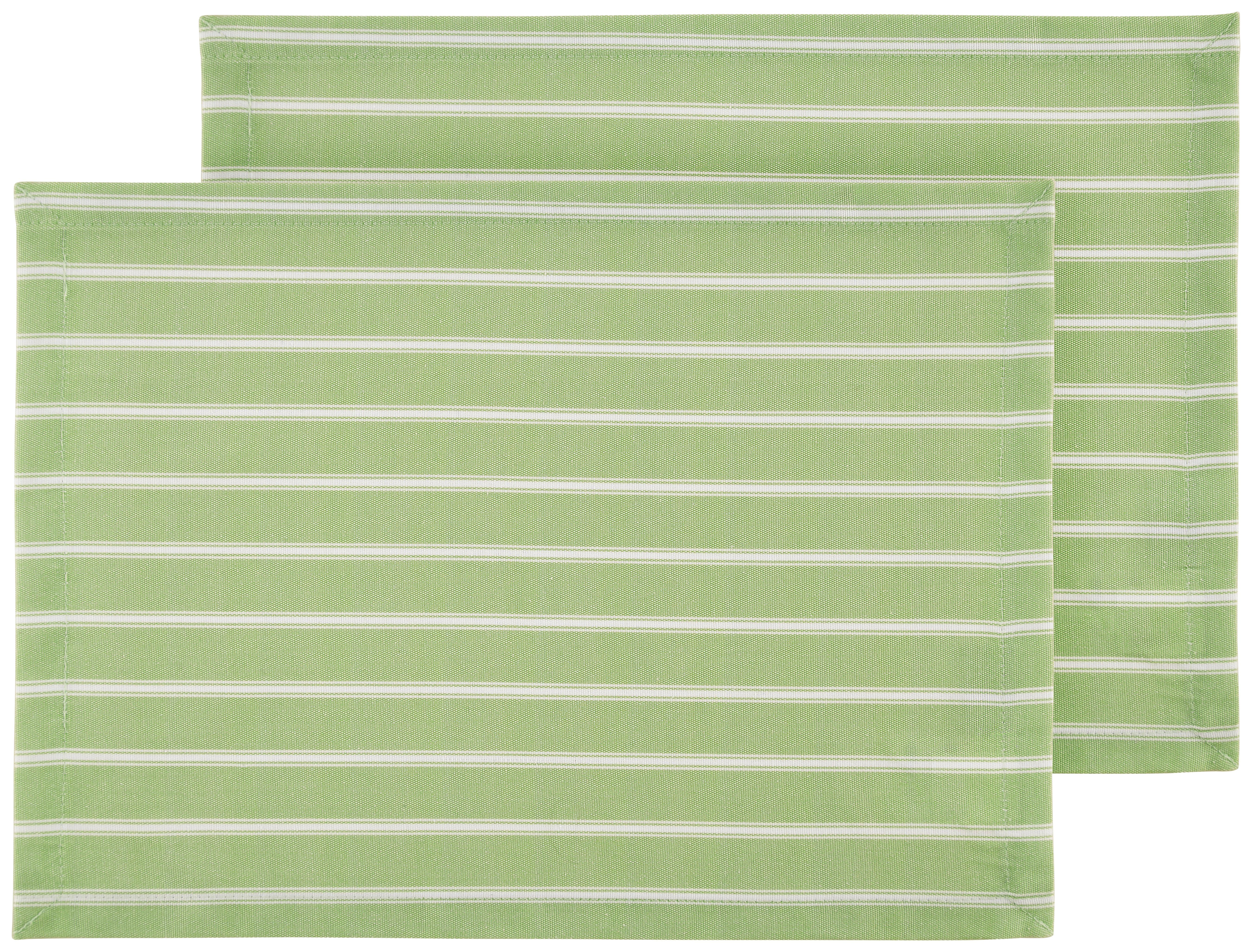 Tischset Steffi in Grün ca. 33x45cm, 2er-Set - Weiß/Grün, KONVENTIONELL, Textil (33/45cm) - Mary's