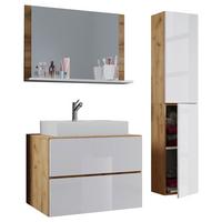 Badezimmer Lendas 4-tlg. ca. 94 cm Honigeiche - Honigeiche/Weiß, MODERN, Keramik/Holzwerkstoff (94cm) - MID.YOU