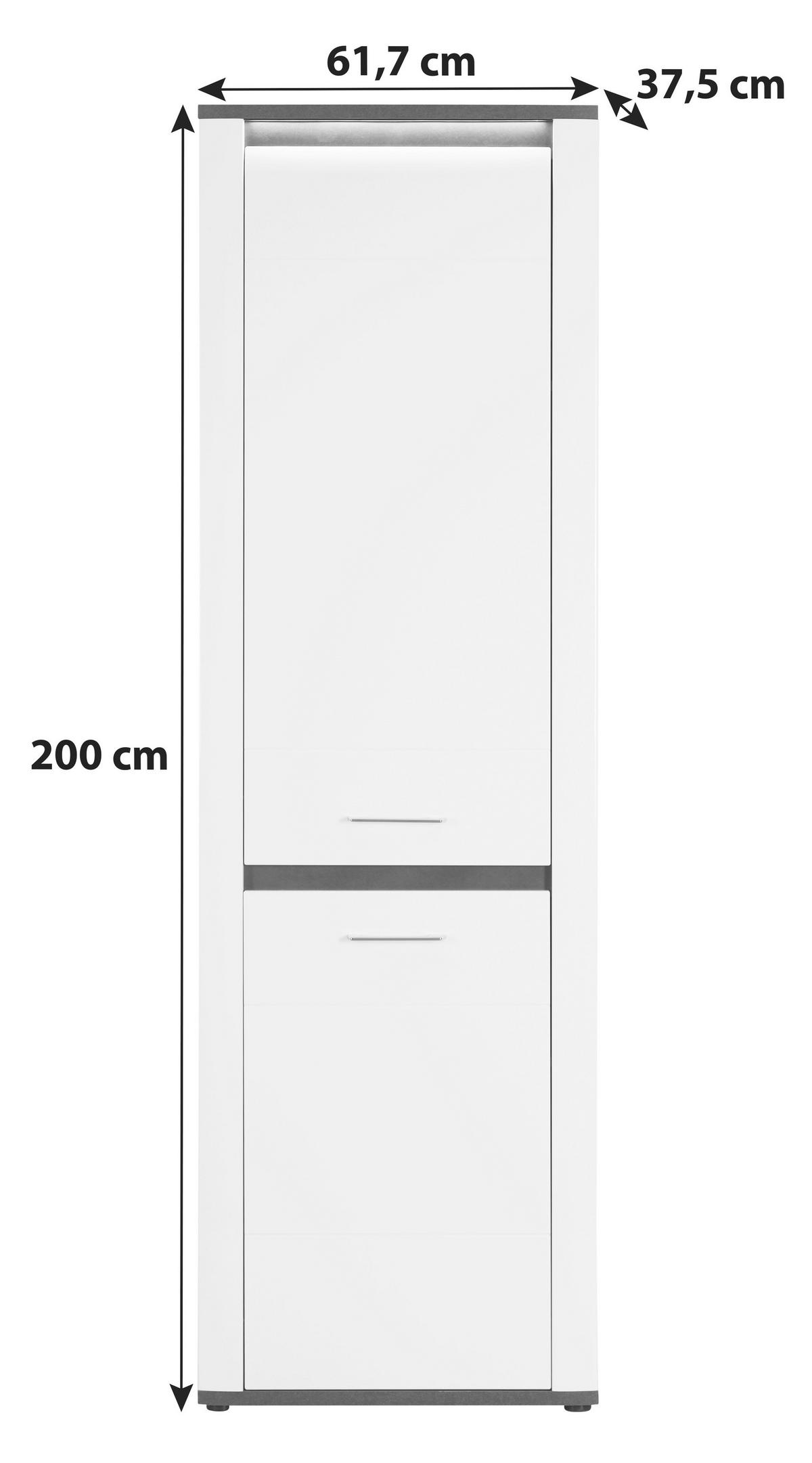 Dulap Alassio - alb/grafit, Modern, material pe bază de lemn (61,7cm) - Modern Living