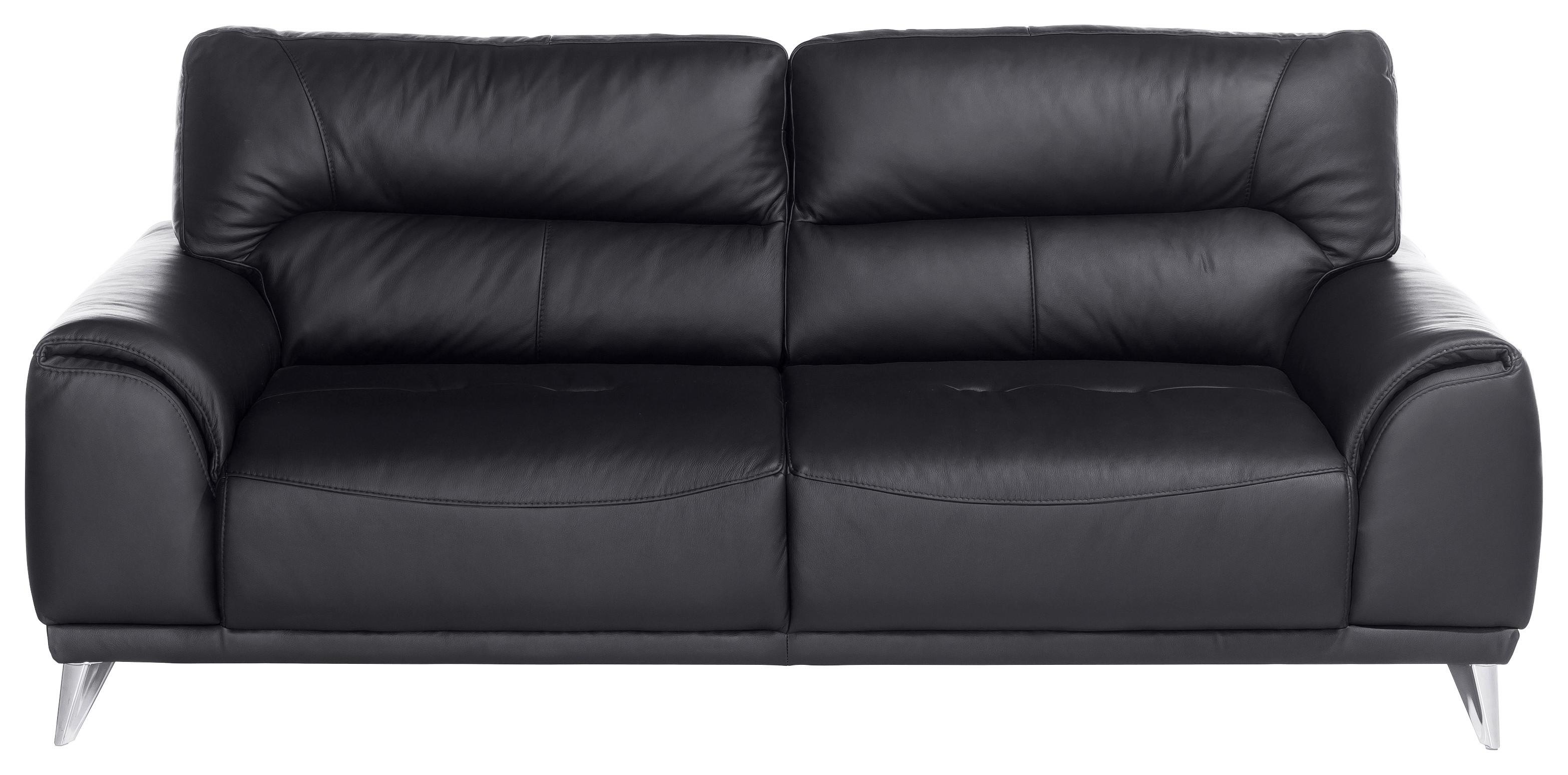 Dreisitzer-Sofa "Frisco" , schwarz - Chromfarben/Schwarz, MODERN, Textil/Metall (210/92/96cm) - MID.YOU