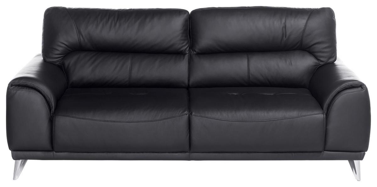 Dreisitzer-Sofa "Frisco" , schwarz - Chromfarben/Schwarz, MODERN, Textil/Metall (210/92/96cm) - MID.YOU