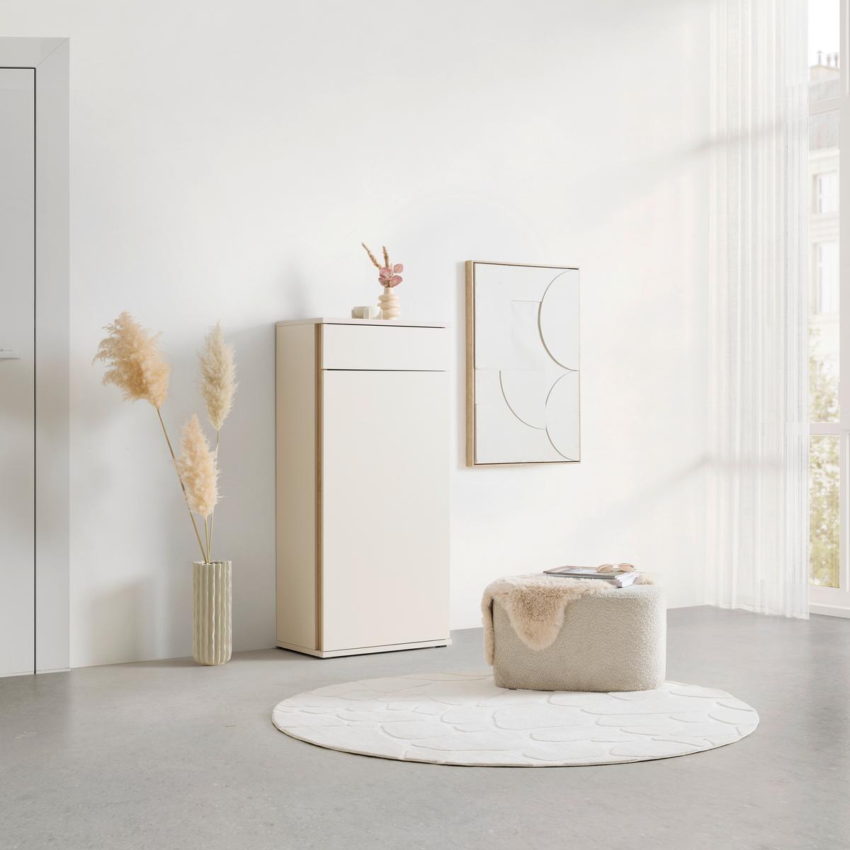 Schuhschrank Antonio Creme/Eichefarben - Eichefarben/Creme, MODERN, Holzwerkstoff/Kunststoff (61/133/38cm) - Mömax