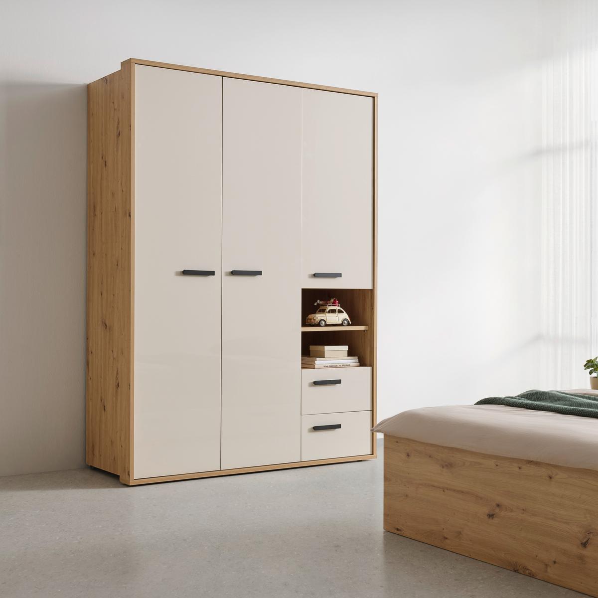Kleiderschrank Casa Mia Kaschmirfarben/Eiche Artisan - Kaschmir/Anthrazit, KONVENTIONELL, Holzwerkstoff/Metall (152/217/64cm) - Mömax