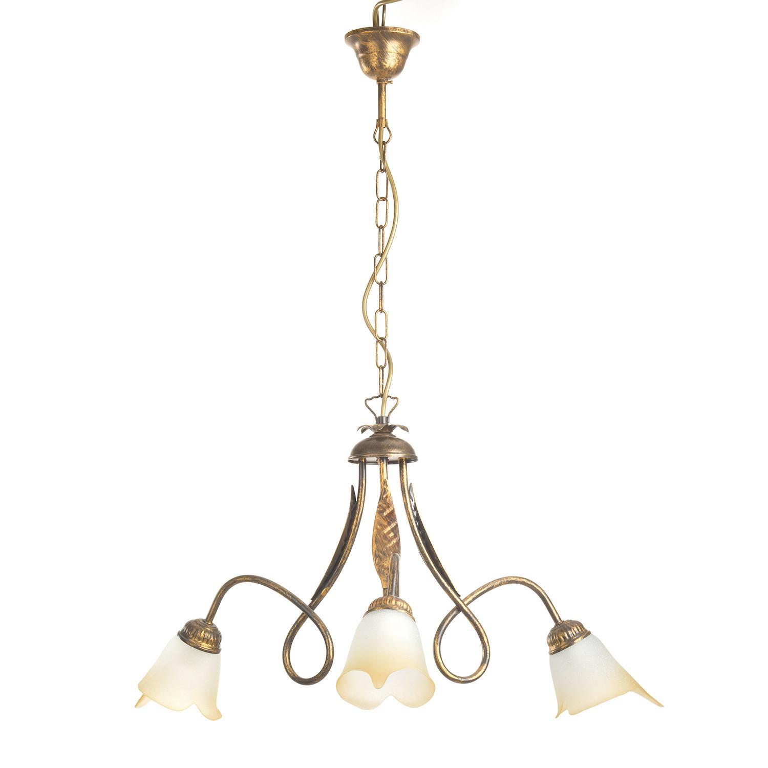 Kronleuchter Doppio Giro Bronzefarben max. 6 Watt - KONVENTIONELL, Glas/Metall (65/82cm)