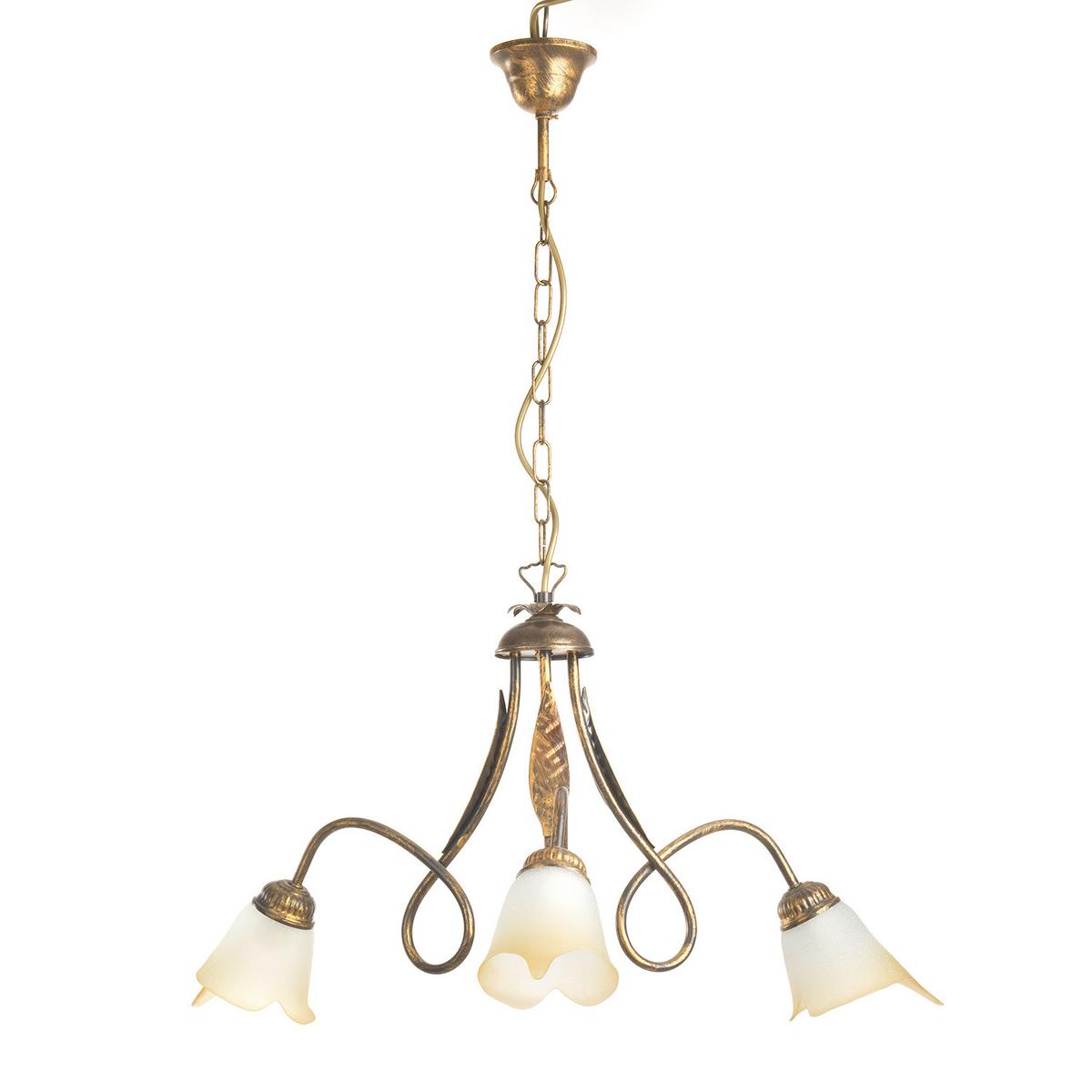 Kronleuchter Doppio Giro Bronzefarben max. 6 Watt - KONVENTIONELL, Glas/Metall (65/82cm)