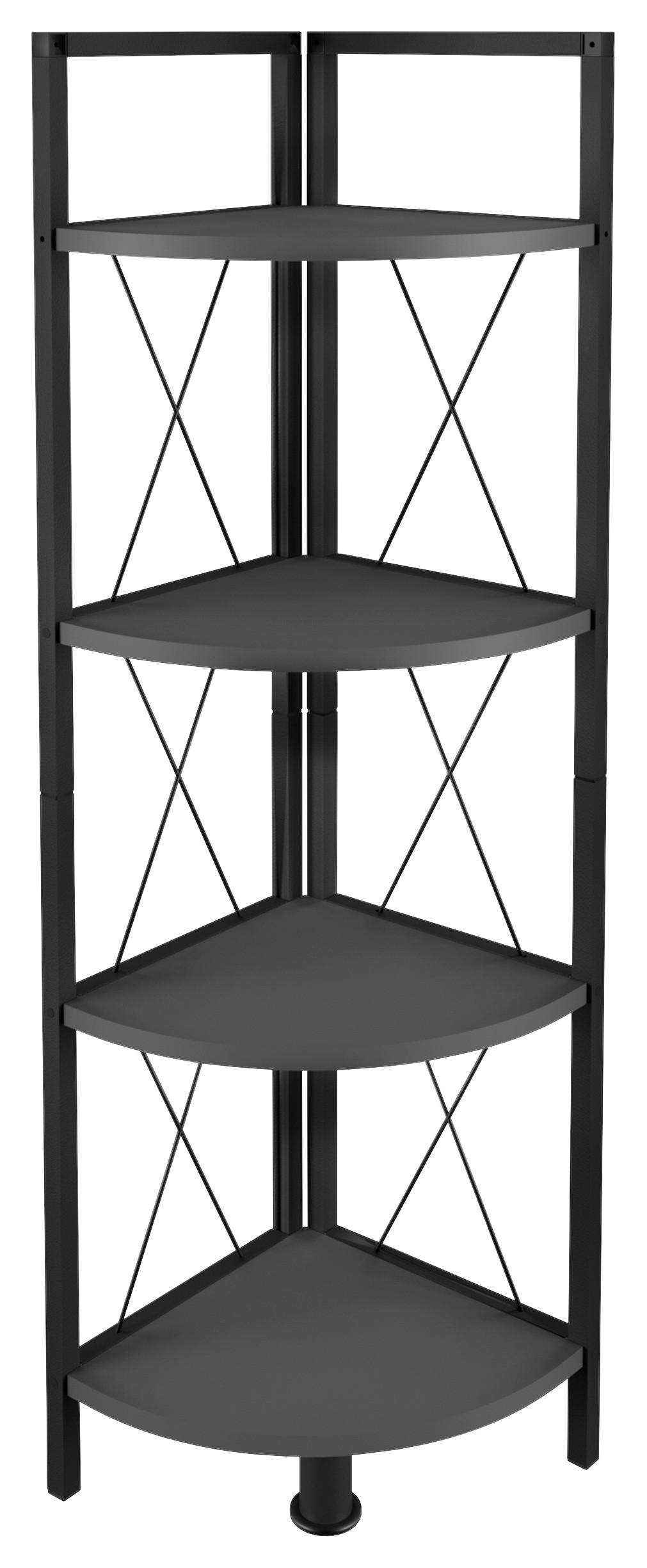 Eckregal Insasi 4 Eckregal - Anthrazit/Schwarz, Design, Holzwerkstoff/Metall (34/123/34cm) - MID.YOU
