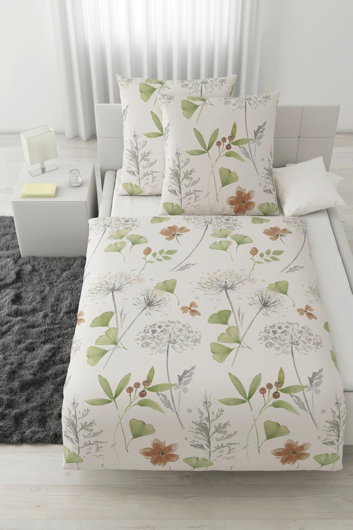 Bettwäsche Bilbai XXL Grün/Weiß ca. 200x200cm - Weiß/Grün, LIFESTYLE, Textil (200/200cm) - Modern Living