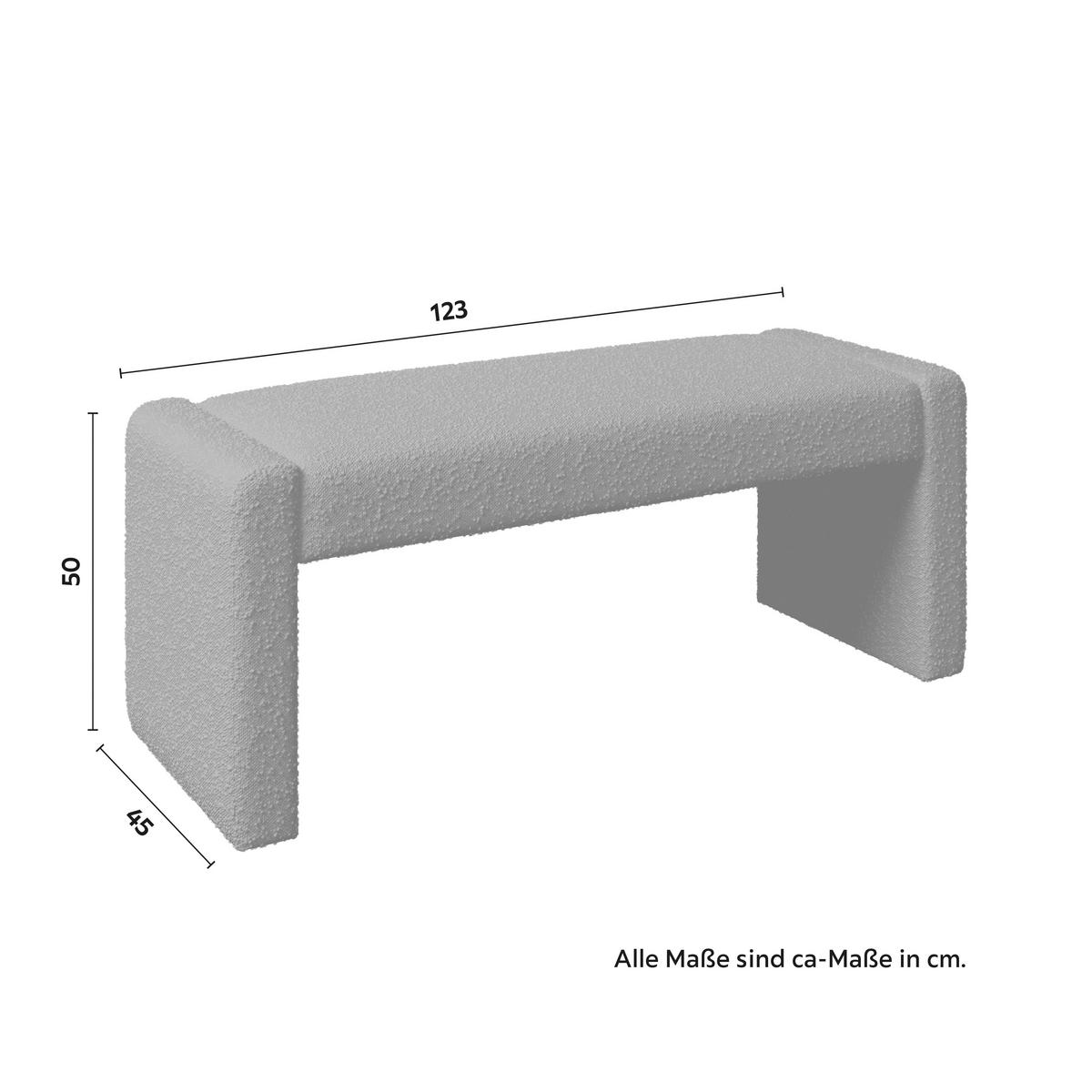 Sitzbank Andrea Grau Bouclé Gepolstert - Grau, MODERN, Holz/Textil (123/50/45cm) - Bessagi Home