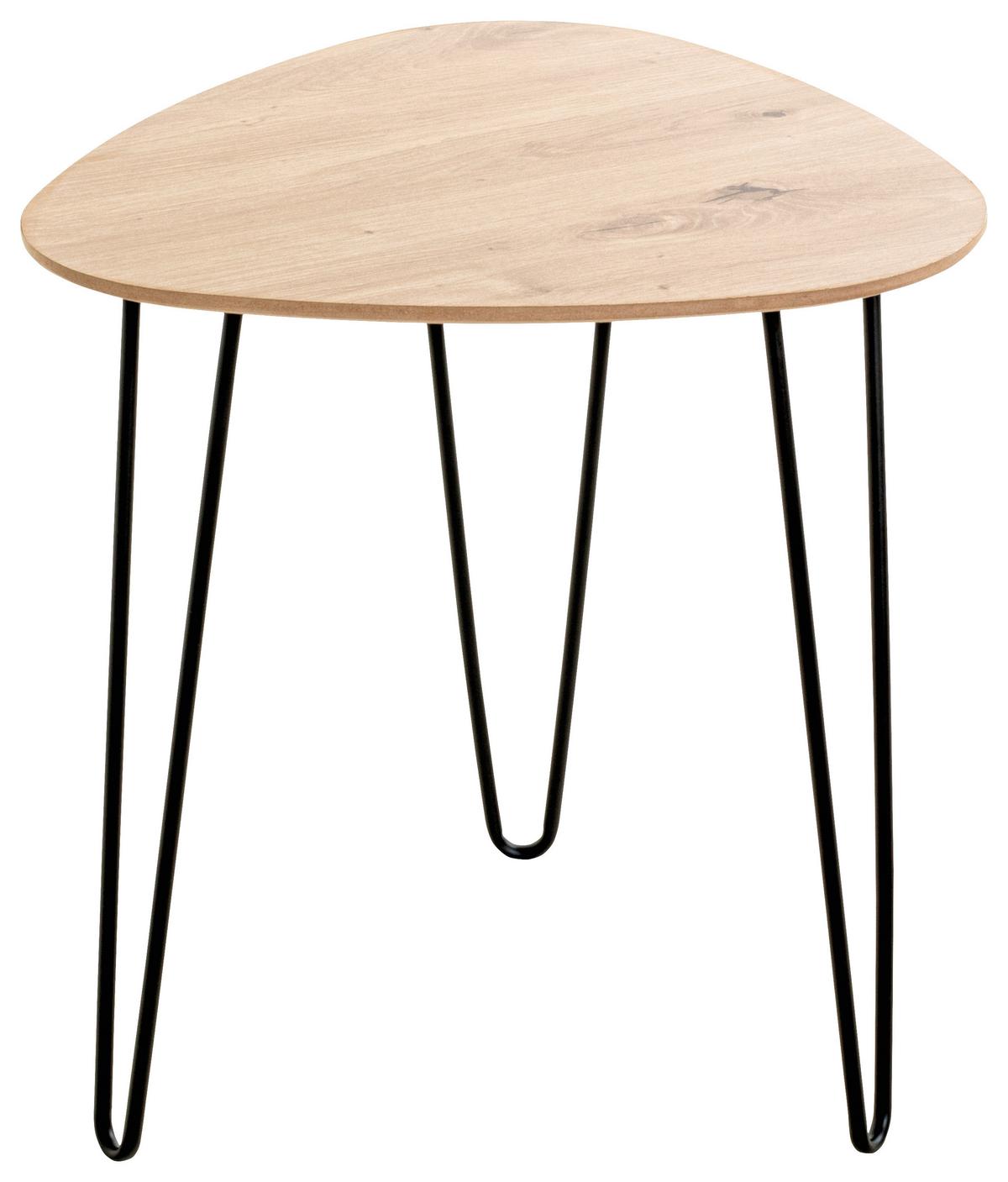 STOLIK BOCZNY BERGEN 2 - kolor dębowy/czarny, Trend, materiał drewnopochodny/metal (40/40/43cm)