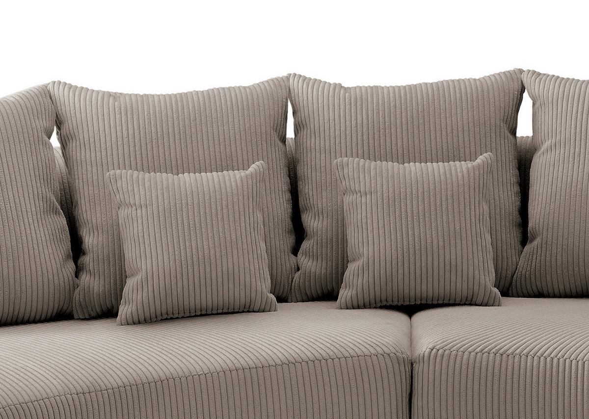 Wohnlandschaft Limoncello m. Hocker ca. 160x300cm Graubraun - Graubraun/Schwarz, Design, Kunststoff/Textil (160/300cm) - Livetastic