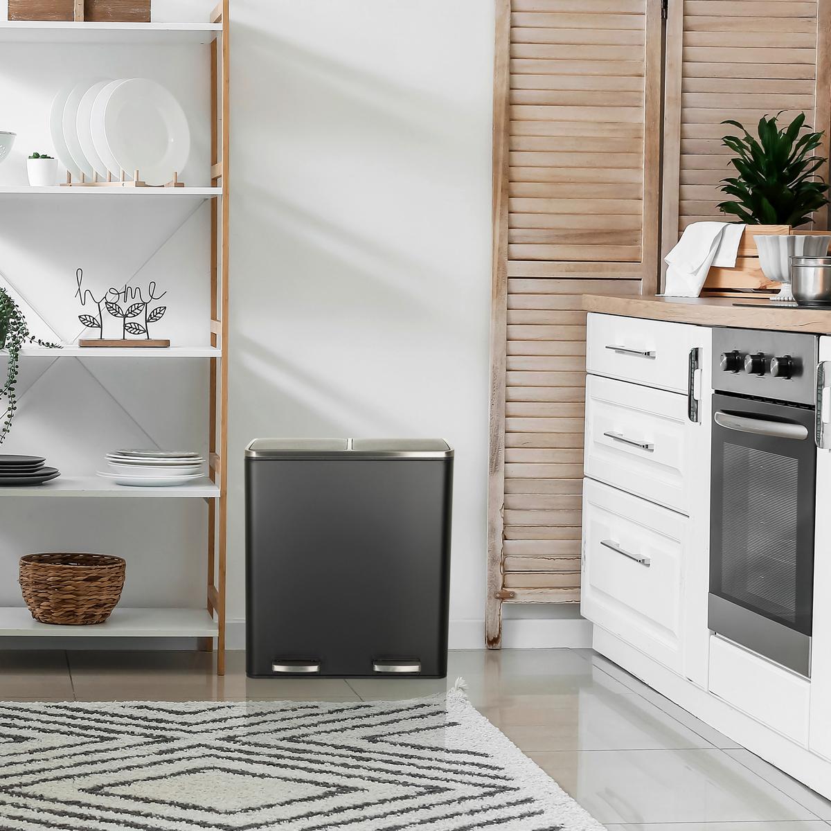 Abfallsammler Clean Schwarz ca. 59x65,5x32cm - Schwarz, MODERN (59,0/65,5/32cm) - MID.YOU