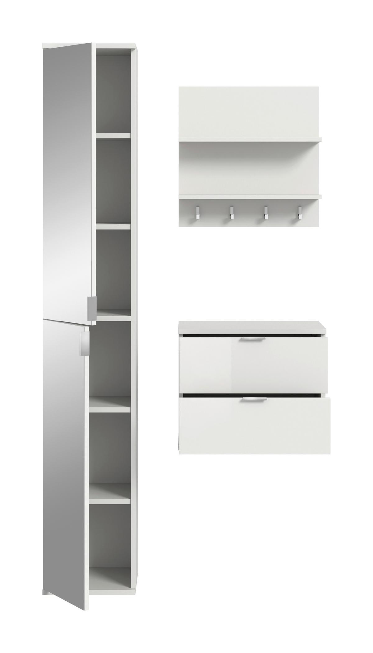 GARDEROBE PROJEKT X - Weiss Hochglanz/Weiss, Design, Holzwerkstoff (82/193/34cm) - Livetastic