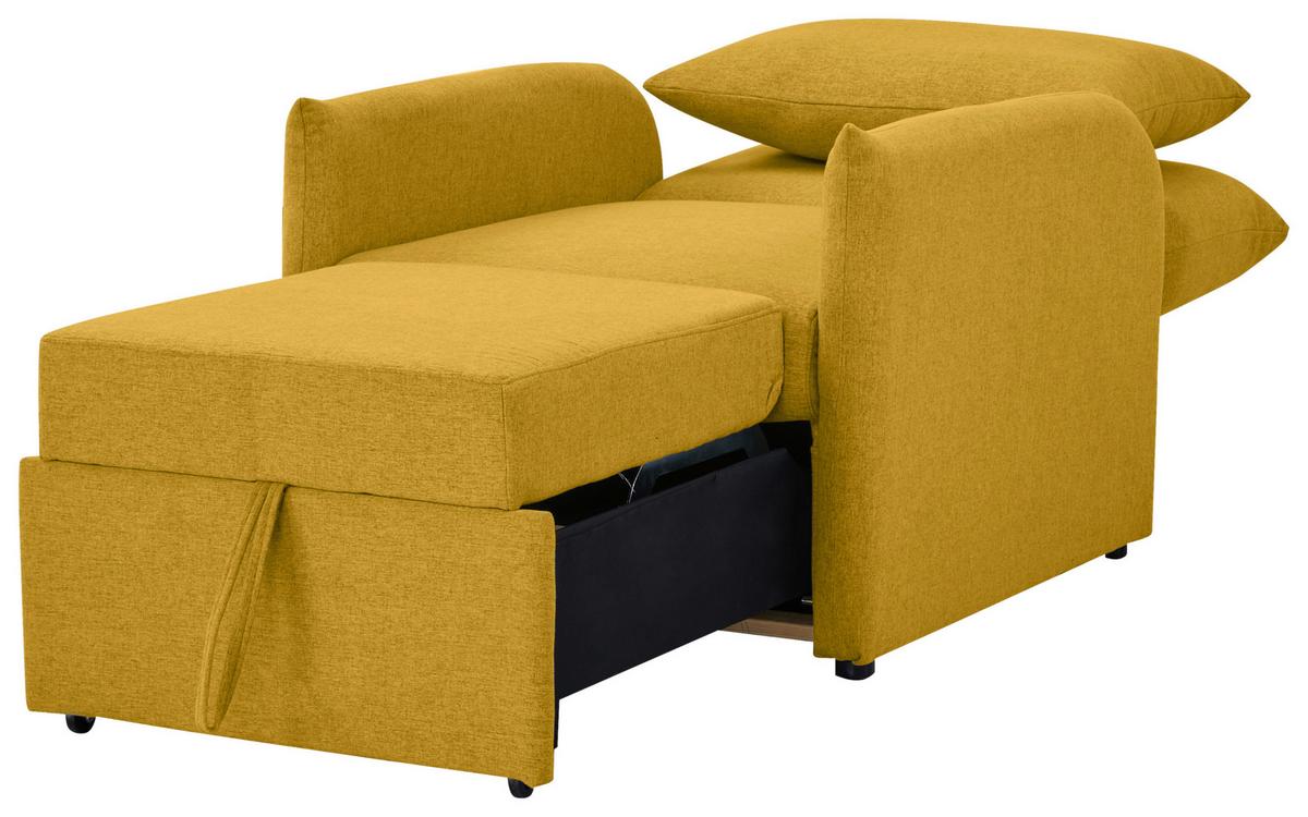 Fotelja Na Razvlačenje Celine - tamno žuta/crna, Moderno, drvo/tekstil (84/97/102cm) - Mömax