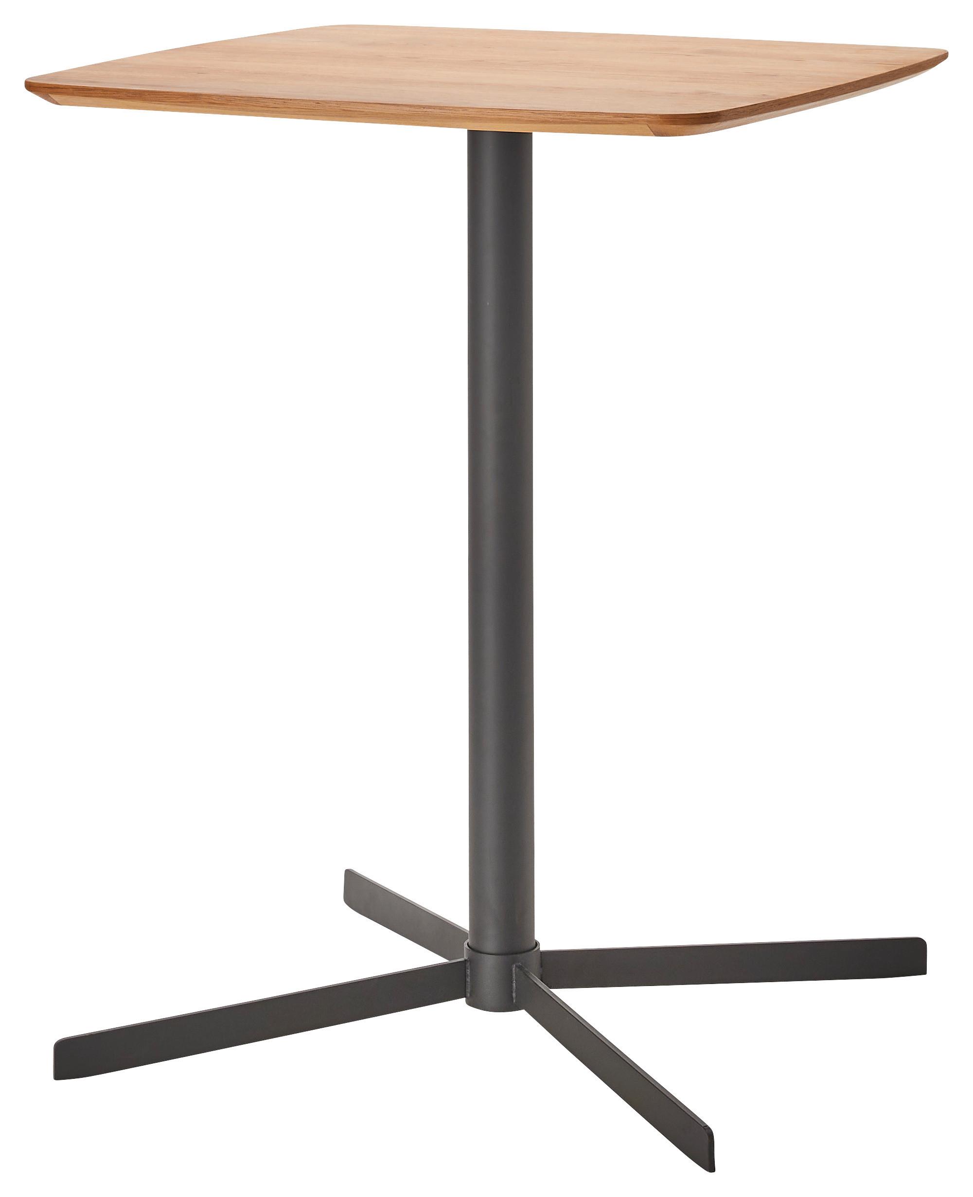 Bartisch Valletta Schwarz/Eichefarben - Eichefarben/Schwarz, MODERN, Holzwerkstoff/Metall (80/100/80cm) - Premium Living