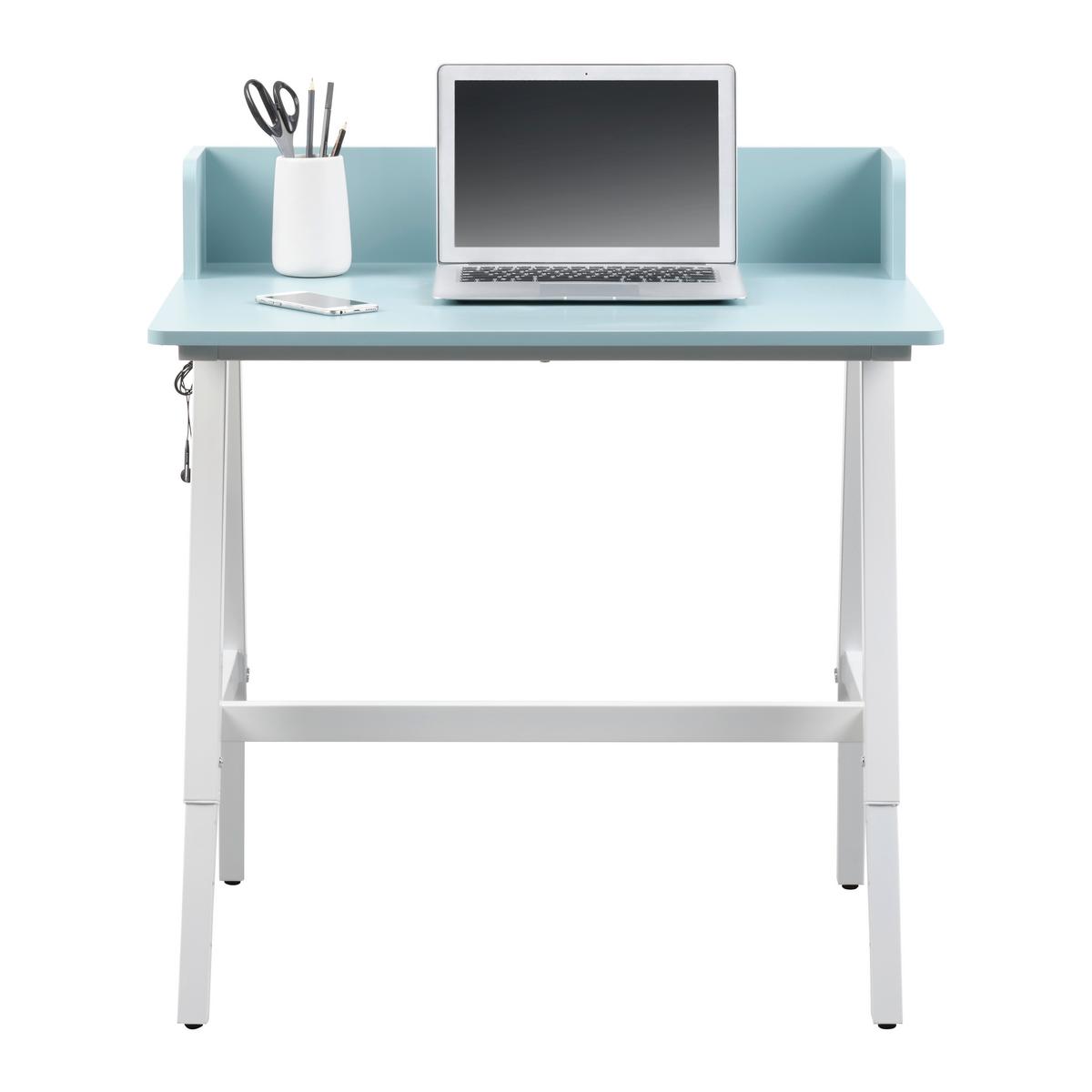 Schreibtisch Emmelie Weiss/Hellblau - Weiss/Hellblau, Modern, Holzwerkstoff/Metall (80/54-85/60cm) - Mömax