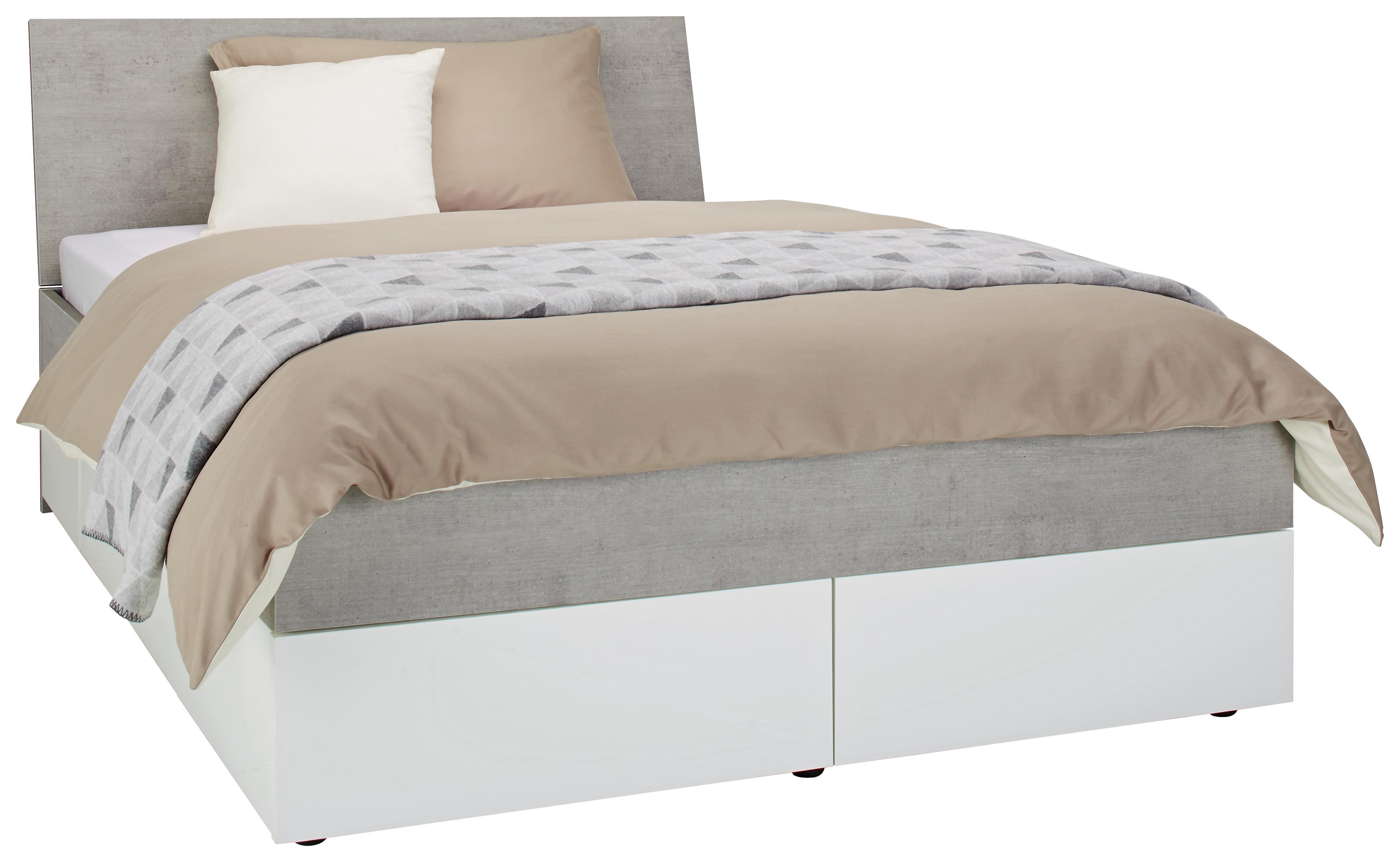 Stauraumbett Grau/Weiß ca. 140x200cm - Weiß/Grau, KONVENTIONELL, Holzwerkstoff (147/100/220cm) - Modern Living