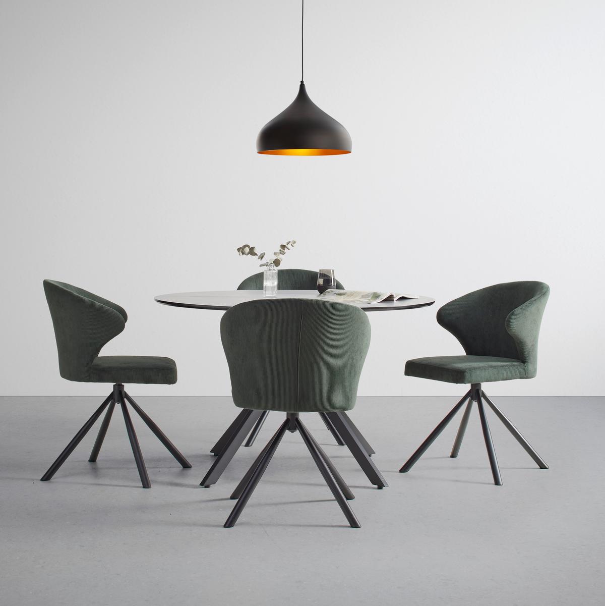 Naslanjač Jana, Temno Zelena, Vrtljiv - črna/temno zelena, Trendi, kovina/tekstil (55/81,5/58cm) - Mömax