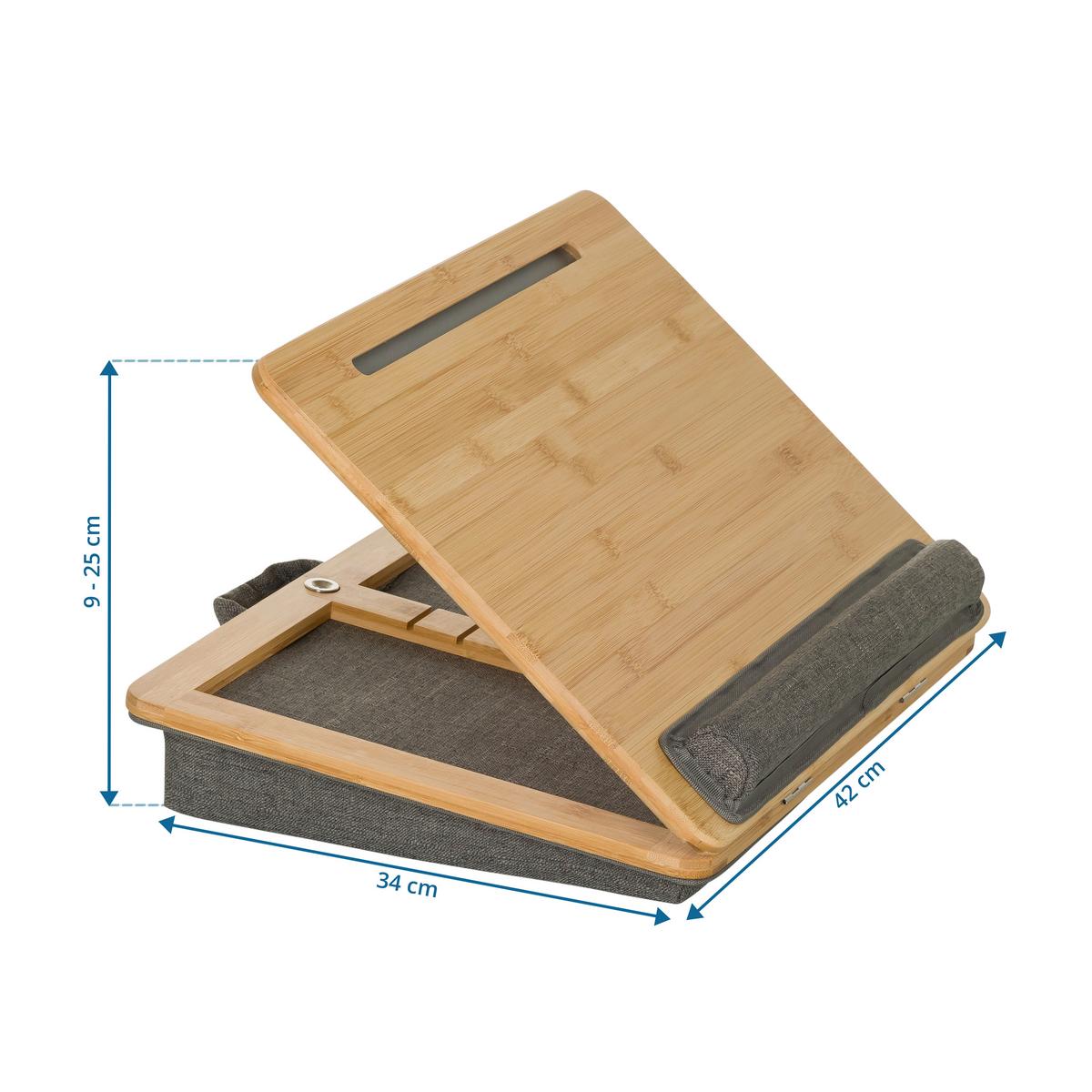 Podloga Za Prenosnik Comfilap Iii, Siva, Bambus - siva/rjava, Basics, tekstil/naravni materiali (42/9/34cm) - MID.YOU
