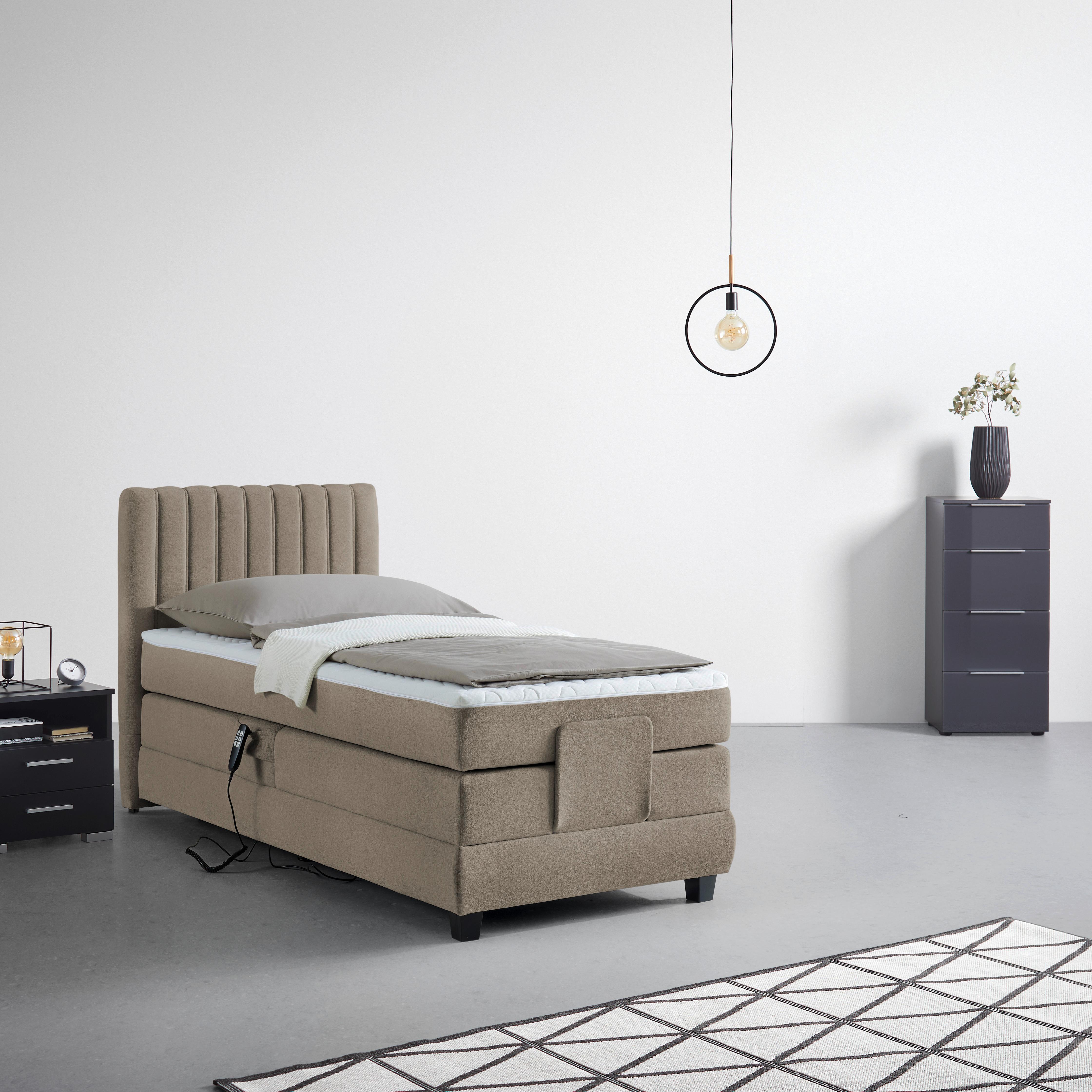 Boxspringbett Dixon Braun ca. 90x200cm - Schwarz/Braun, Konventionell, Holz/Holzwerkstoff (90/200cm) - Premium Living