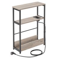 Beistelltisch in Schwarz, Hellbraun inkl. Netzbetrieb - Hellbraun/Schwarz, Trend, Holzwerkstoff/Metall (18/58/45cm) - MID.YOU