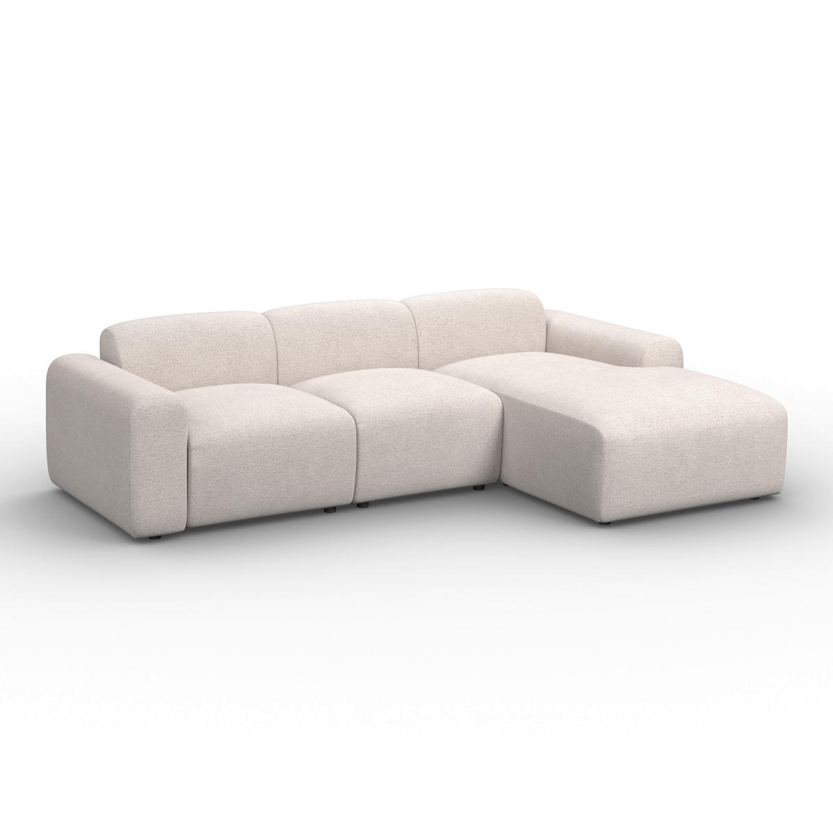 Wohnlandschaft Marlo Chenille Creme - Creme/Schwarz, MODERN, Holz/Kunststoff (263/66/162cm) - Bessagi Home