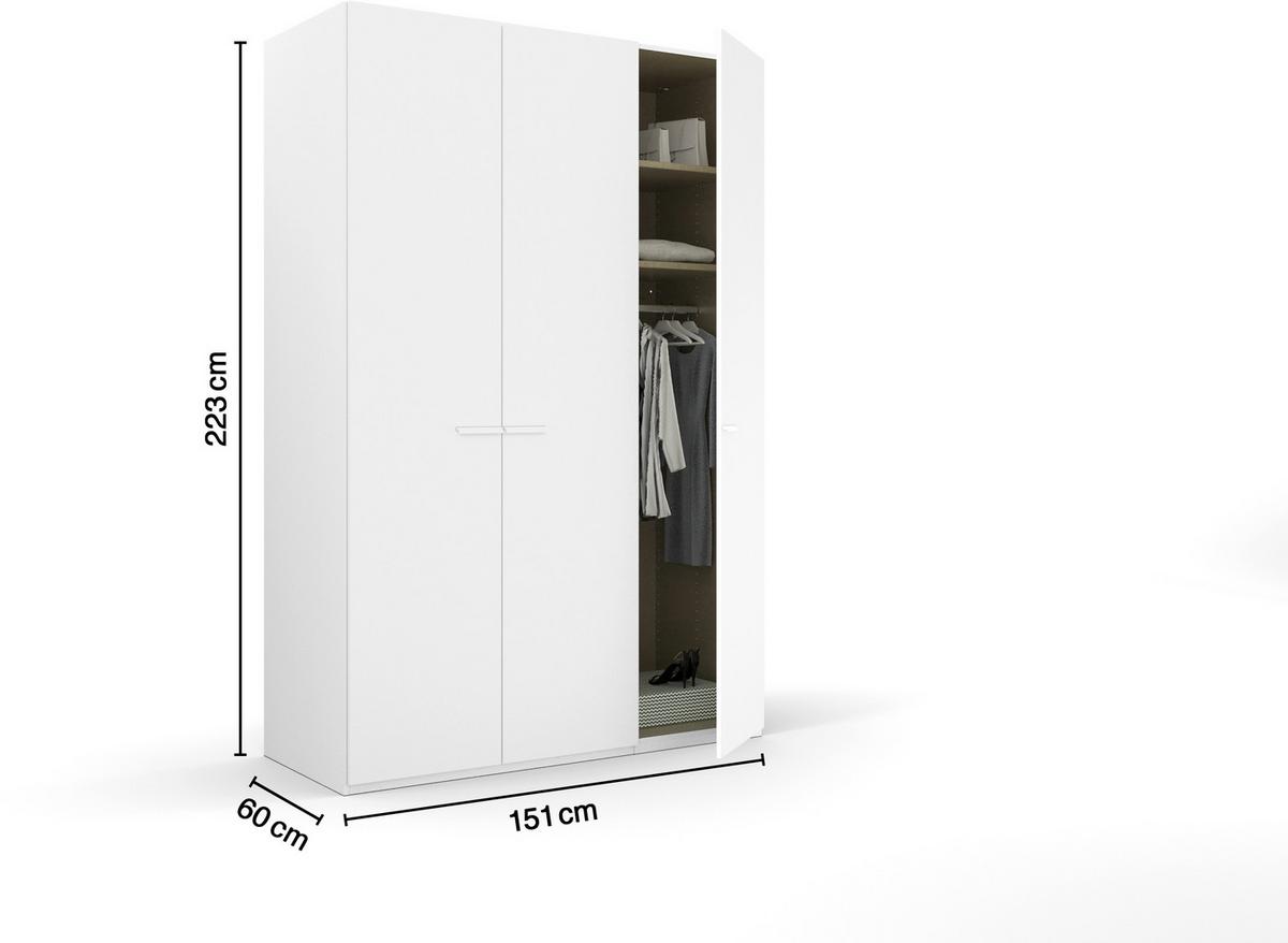 Omara S Klasičnimi Vrati Skat Classic, Bela - bela, Trend, kovina/leseni material (151/223/60cm) - Novel
